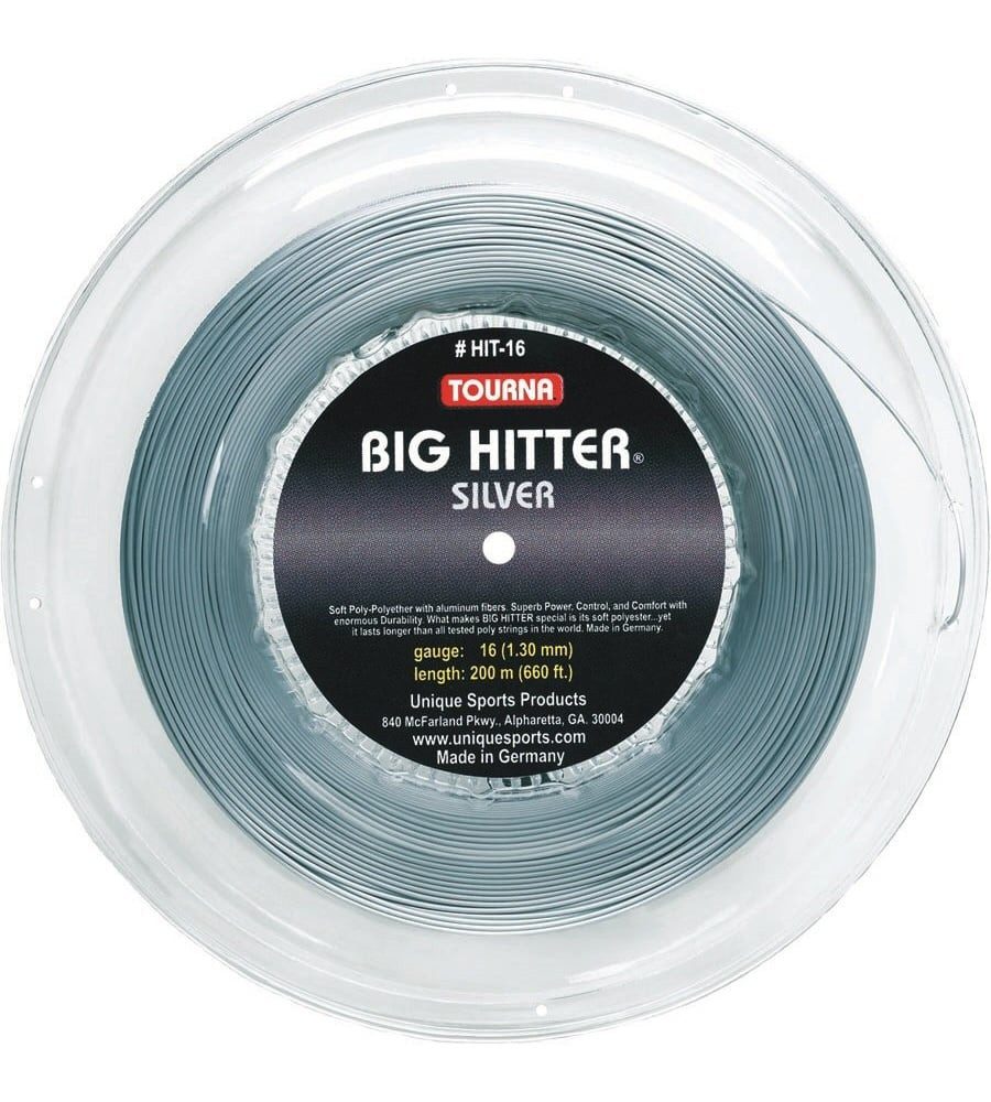 Tourna Grip Europe GbR Tennissaite Big Hitter (Haltbarkeit) silber 220m Rolle, Saitendicke: 1.30