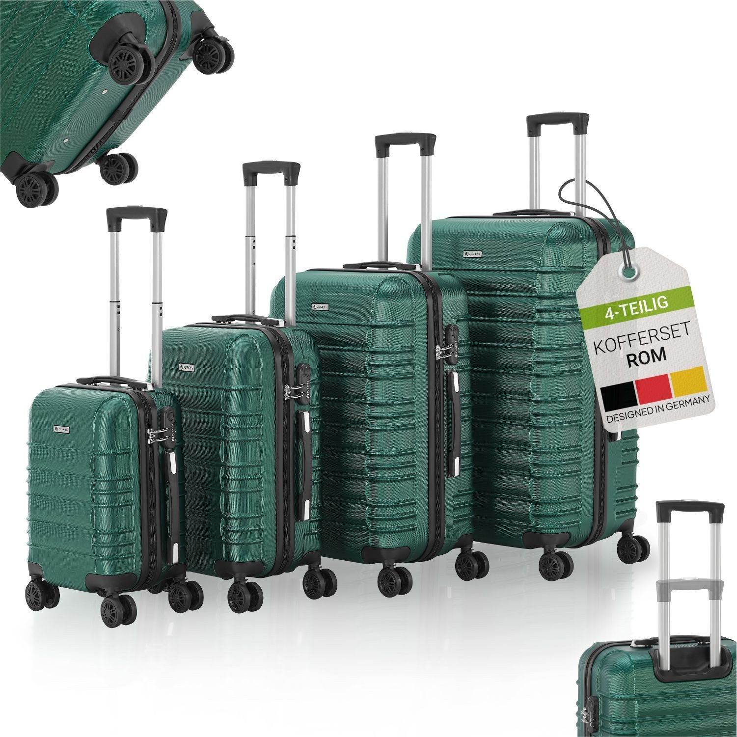 Juskys Trolleyset Rom, 4 Rollen, (4 tlg., 4-teilig), 4 Koffer, 360° Rollen, günstig online kaufen