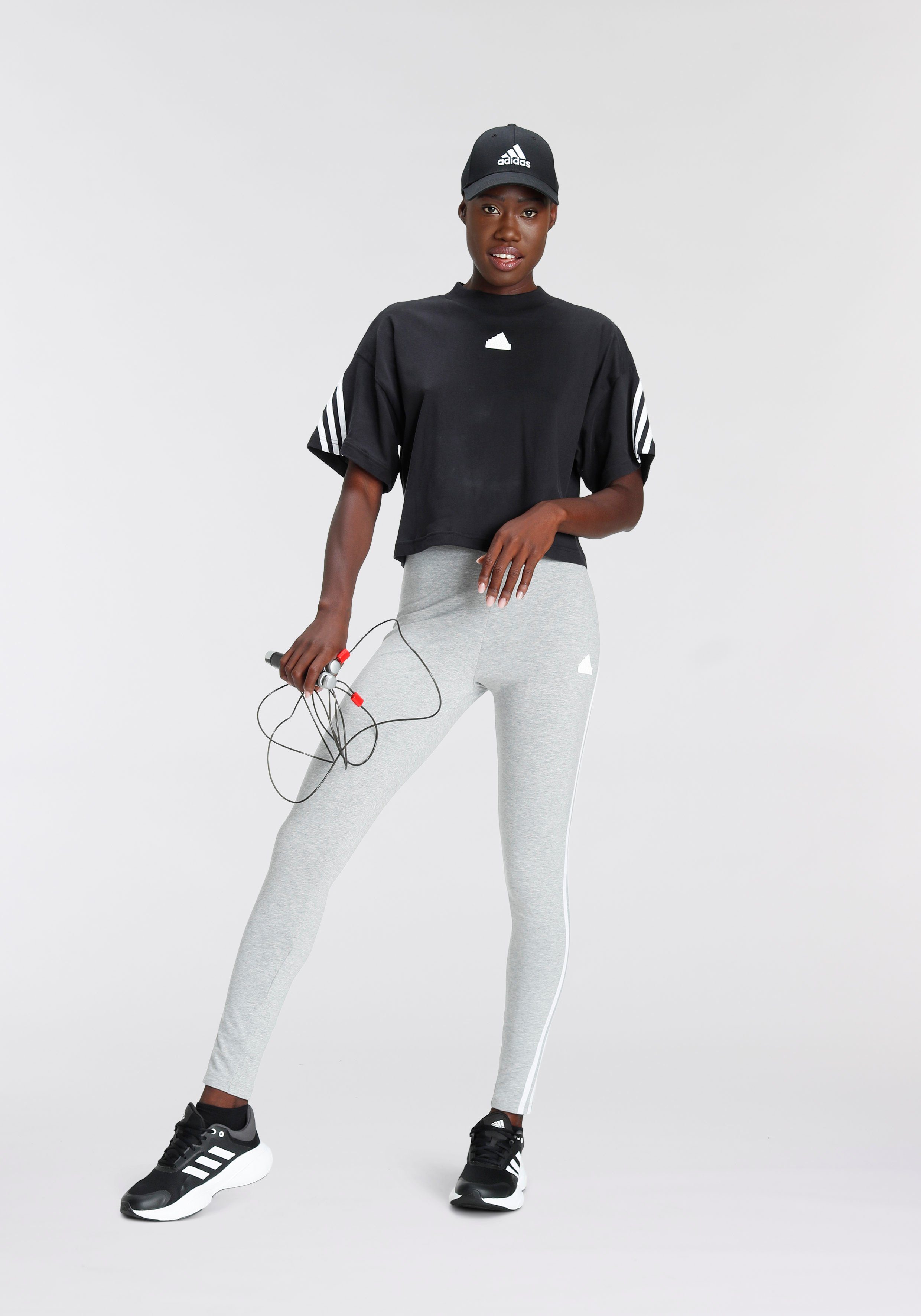adidas Sportswear Leggings FUTURE Medium (1-tlg) ICONS 3-STREIFEN Grey Heather