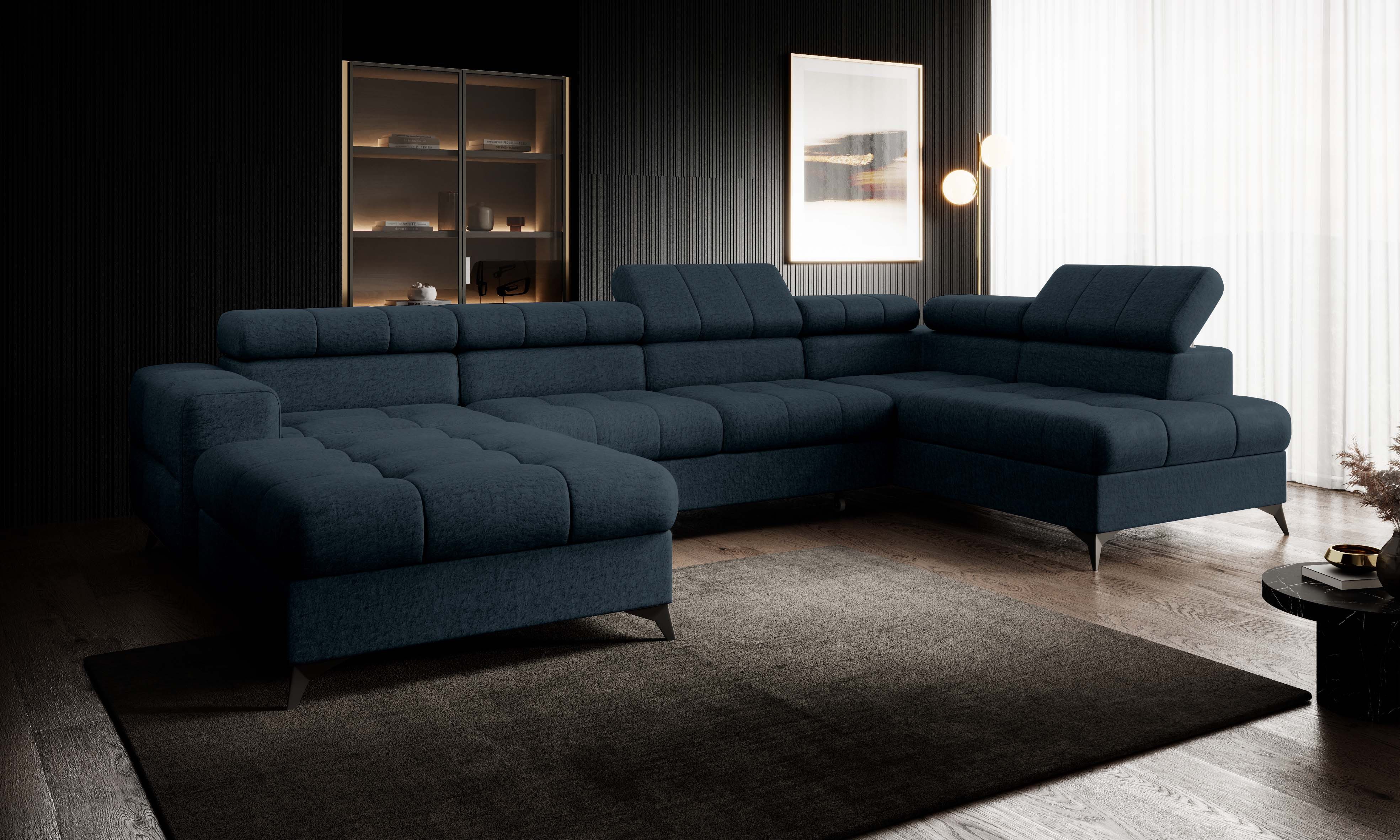 NEXT COLLECTION Ecksofa Pudding U, mit Bettkasten, Veloursstoff, hohe Metallfüße, Elegante starke Steppung, mit Bettfunktion