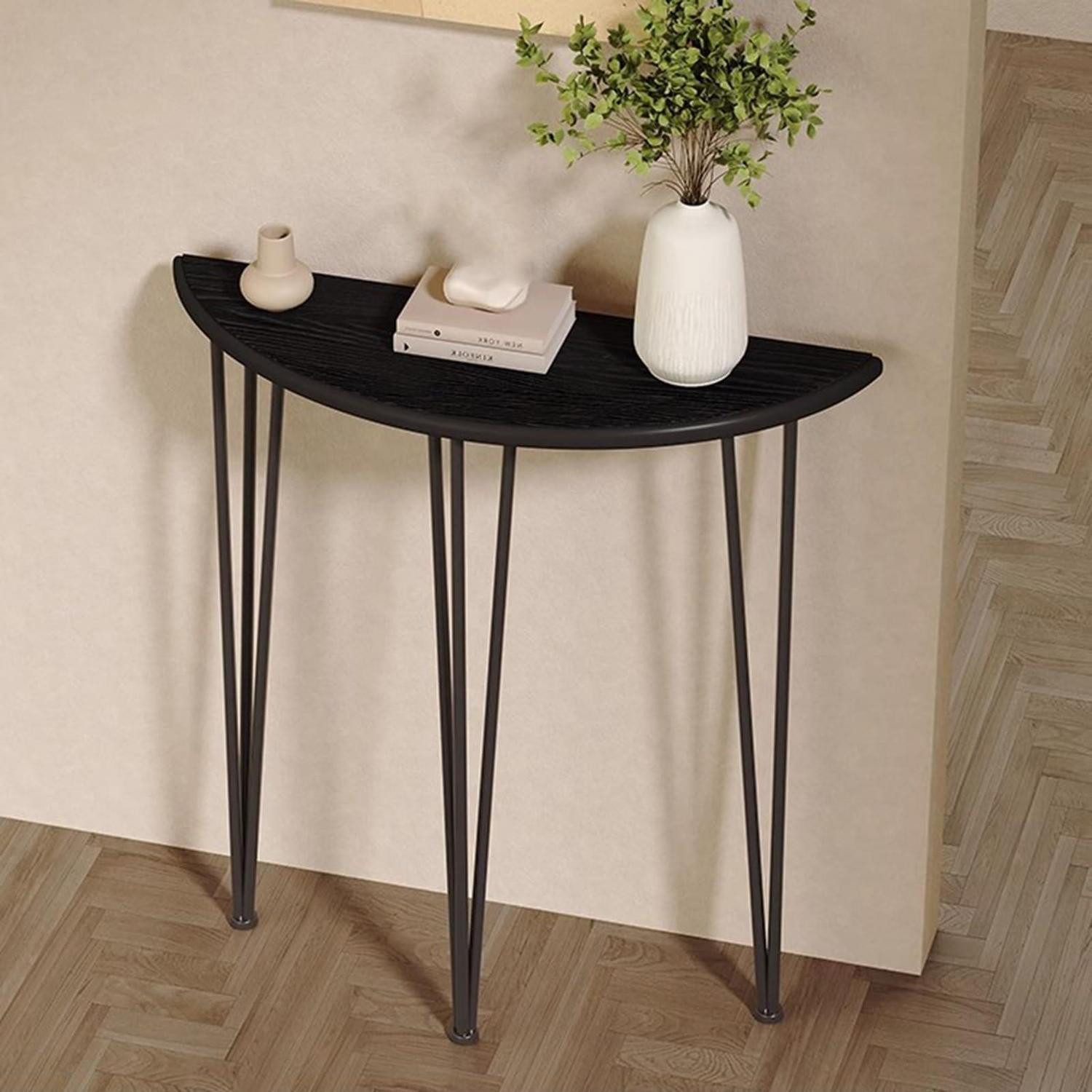 LuxusKollektion Konsolentisch Konsolentisch Halbrunde schwarz 60x25x80cm (1-St)