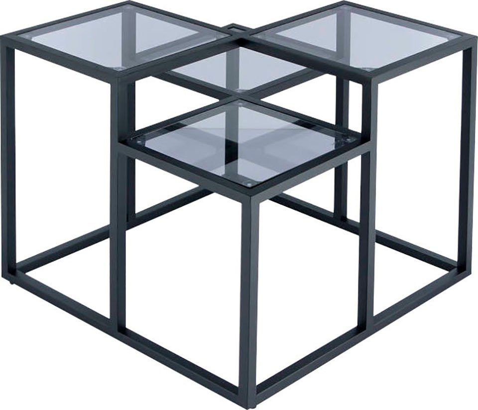 Kayoom Beistelltisch Steps 625, stufenförmiges Gestell aus Metall, quadratische Platten, modern