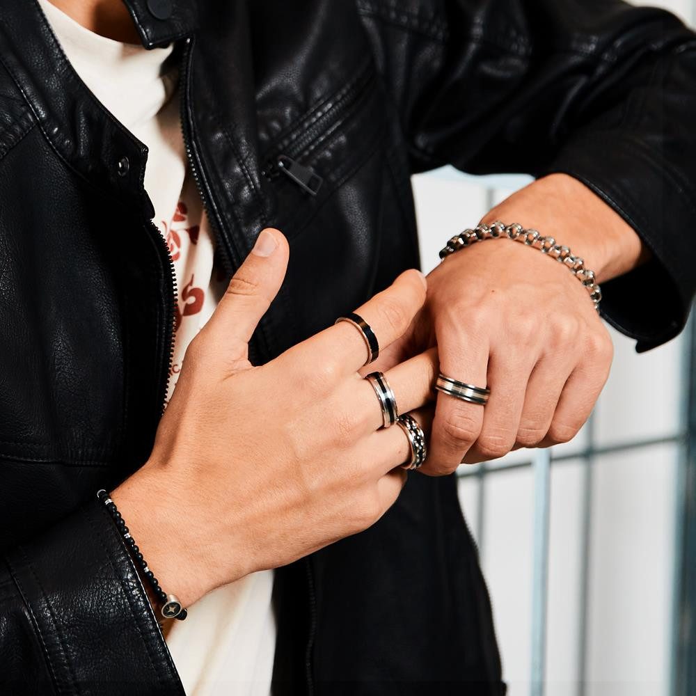 Unique Fingerring Anti Stress Ring mit Spinning Tool und schwarzen Details günstig online kaufen