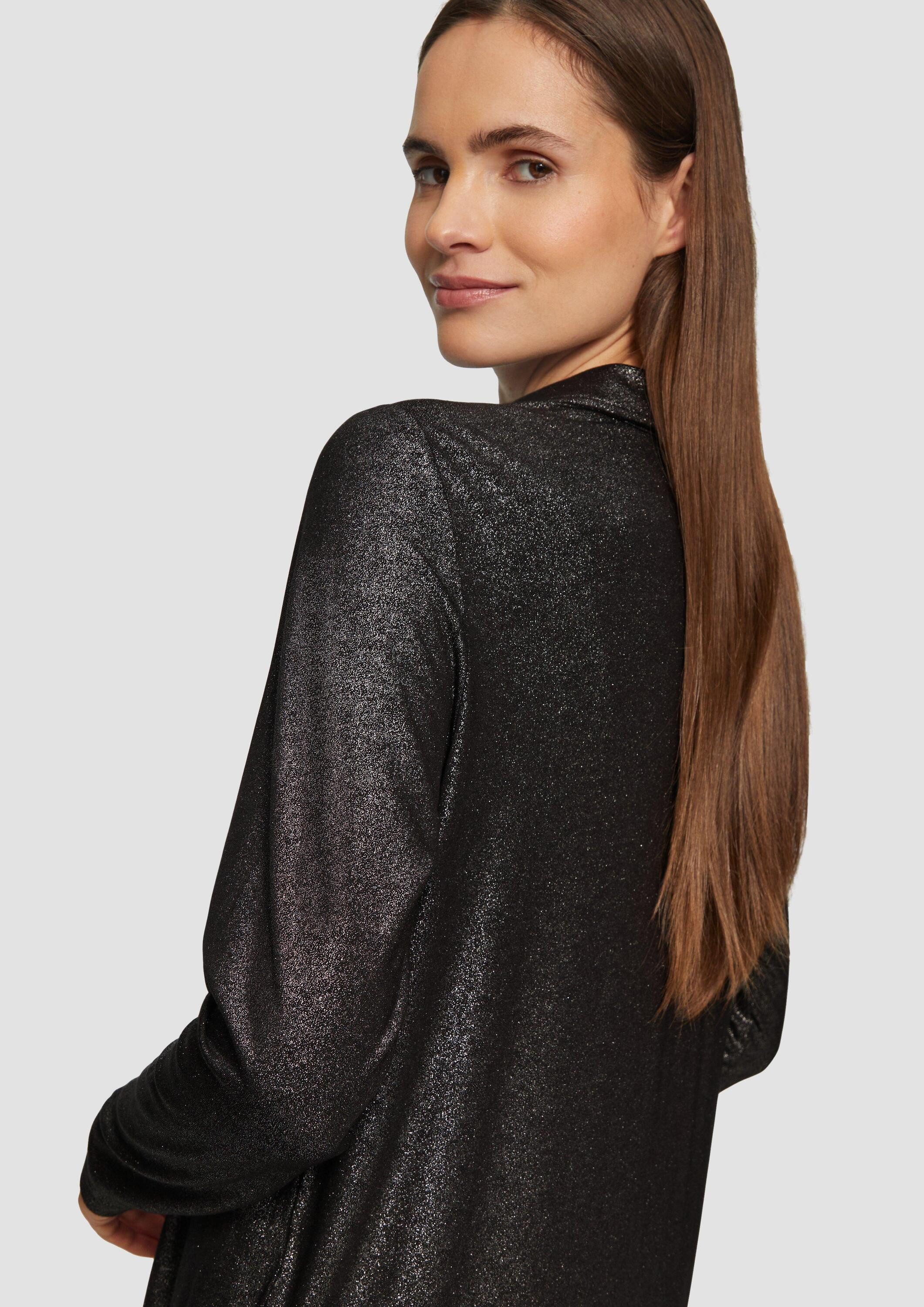 s.Oliver Langarmbluse T-Shirt Hemdbluse mit Knopfleiste und Metallic-Effekt