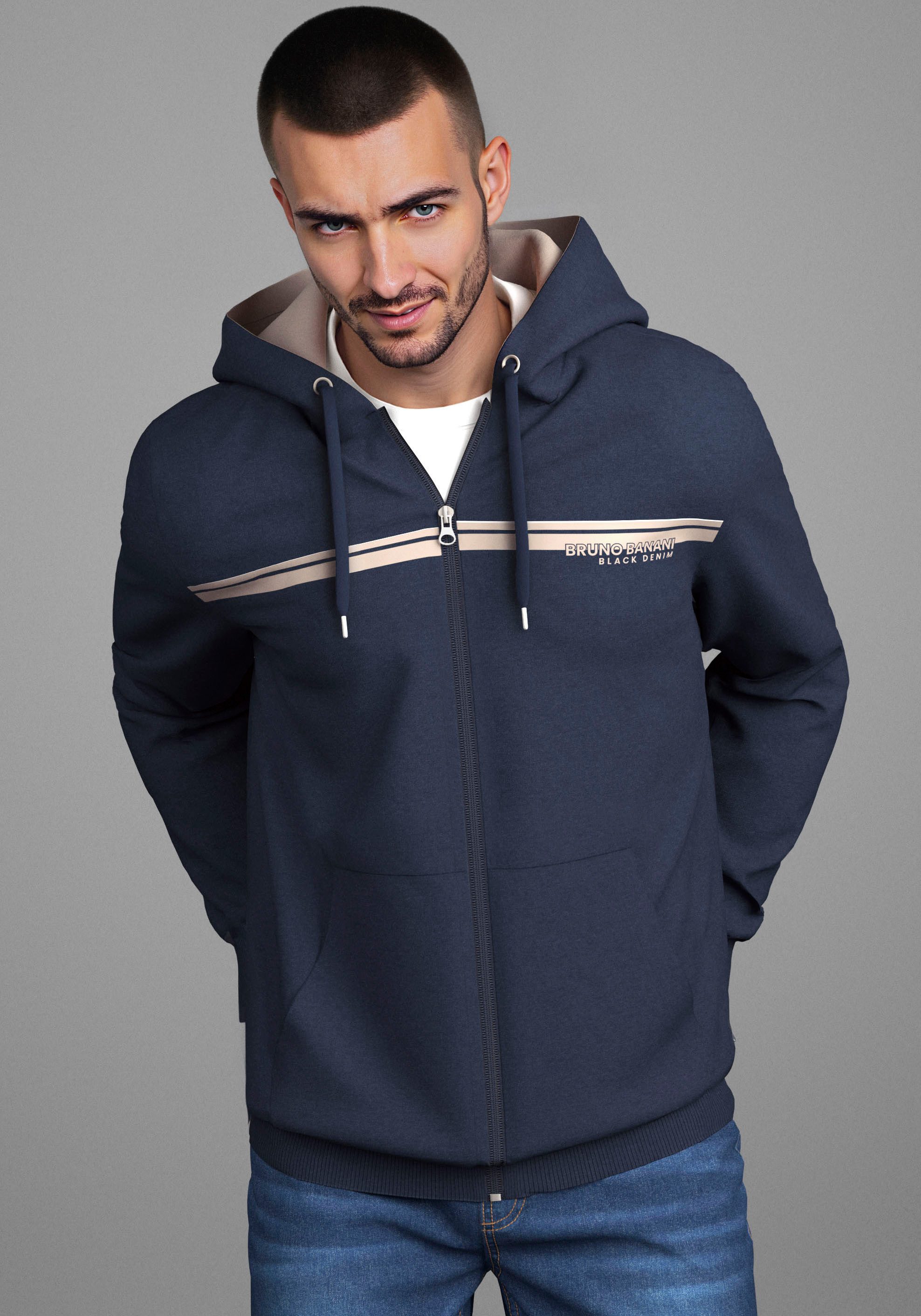 Bruno Banani Sweatjacke moderner Brustprint günstig online kaufen
