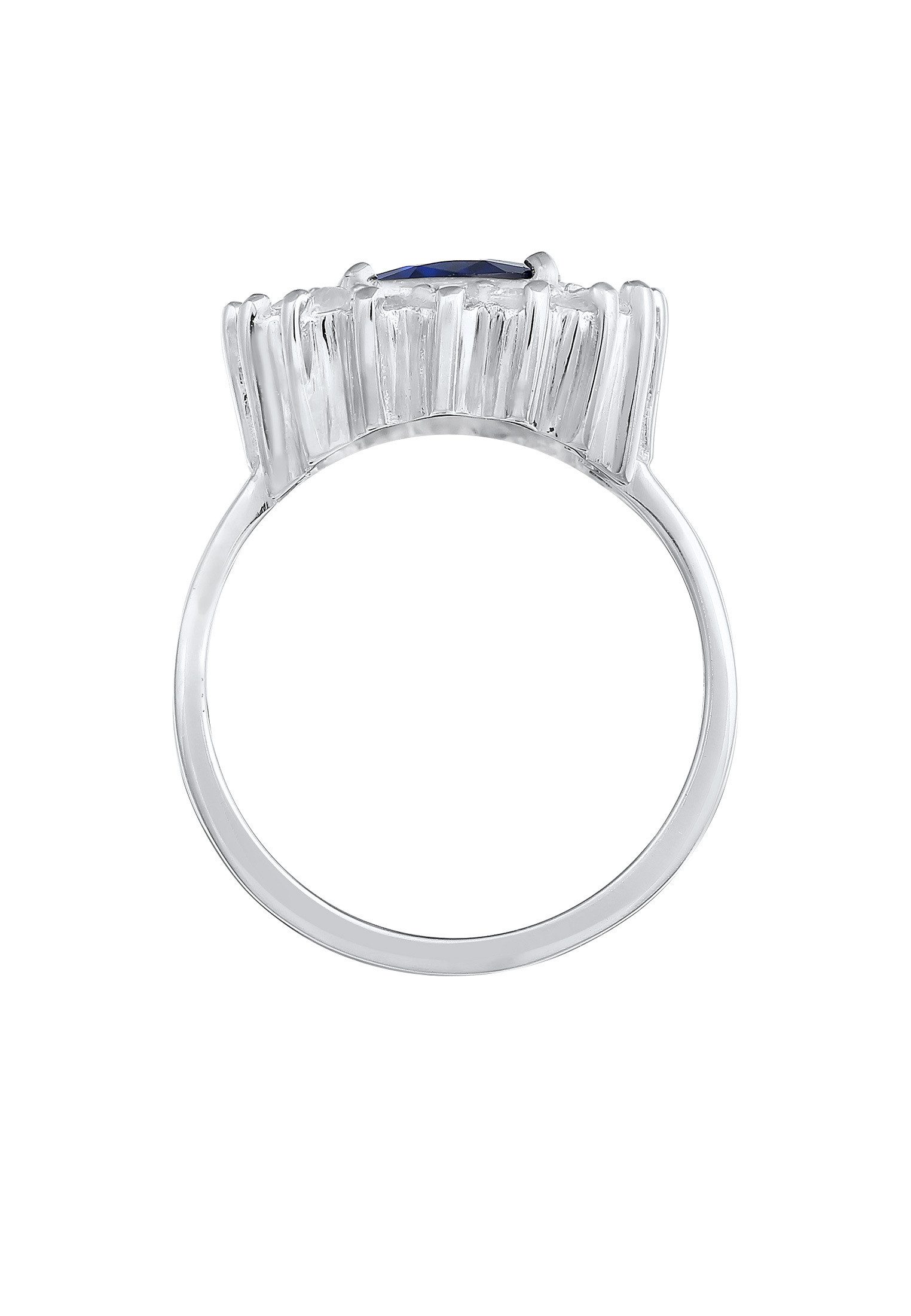 Elli Fingerring Cocktailring Zirkonia Synthetischer Saphir Blau 925 Sterling Silber, Cocktailring