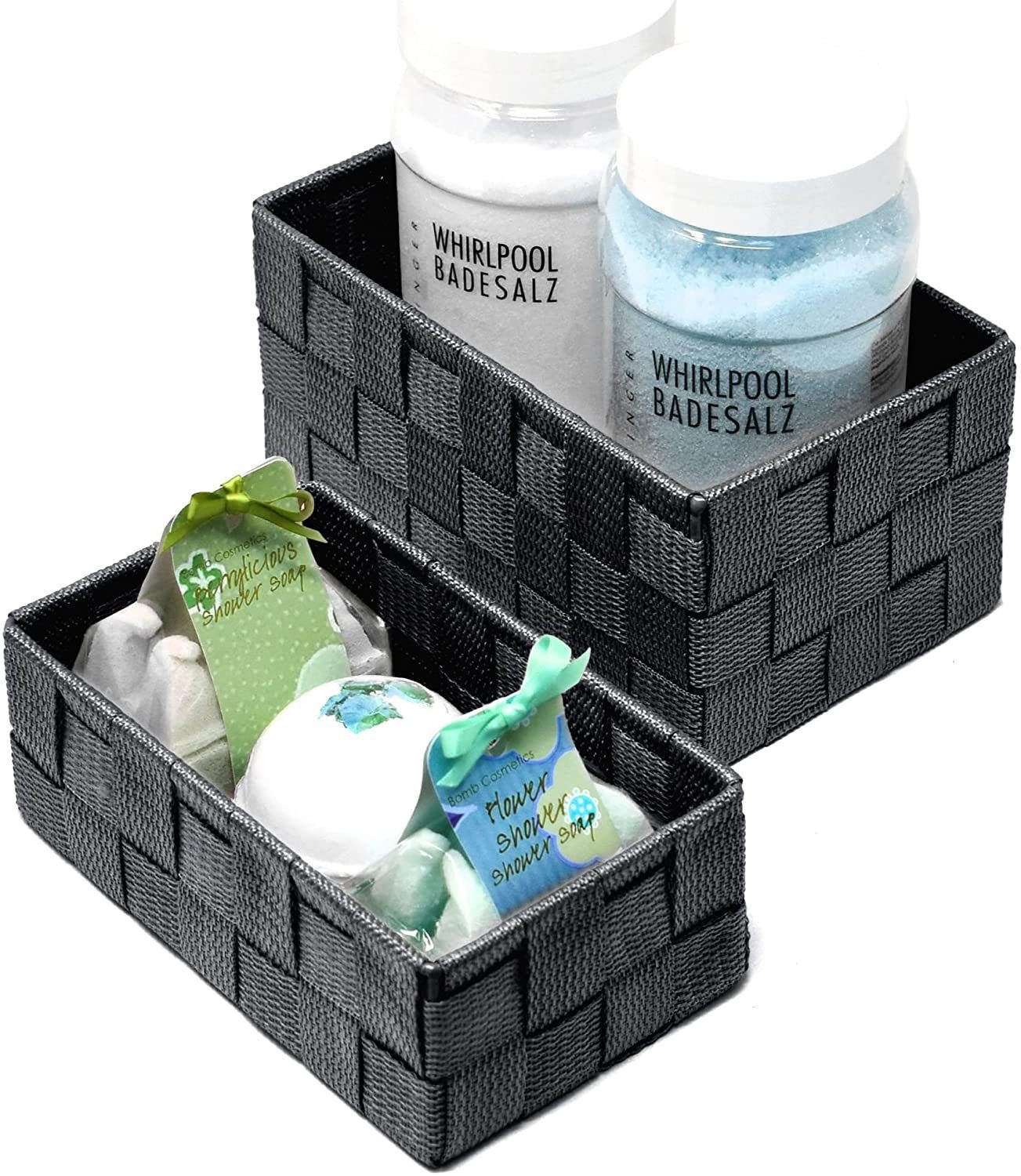 Lashuma Aufbewahrungskorb (Set, 2 St), Regalboxen grau für Badezimmer Zubehör