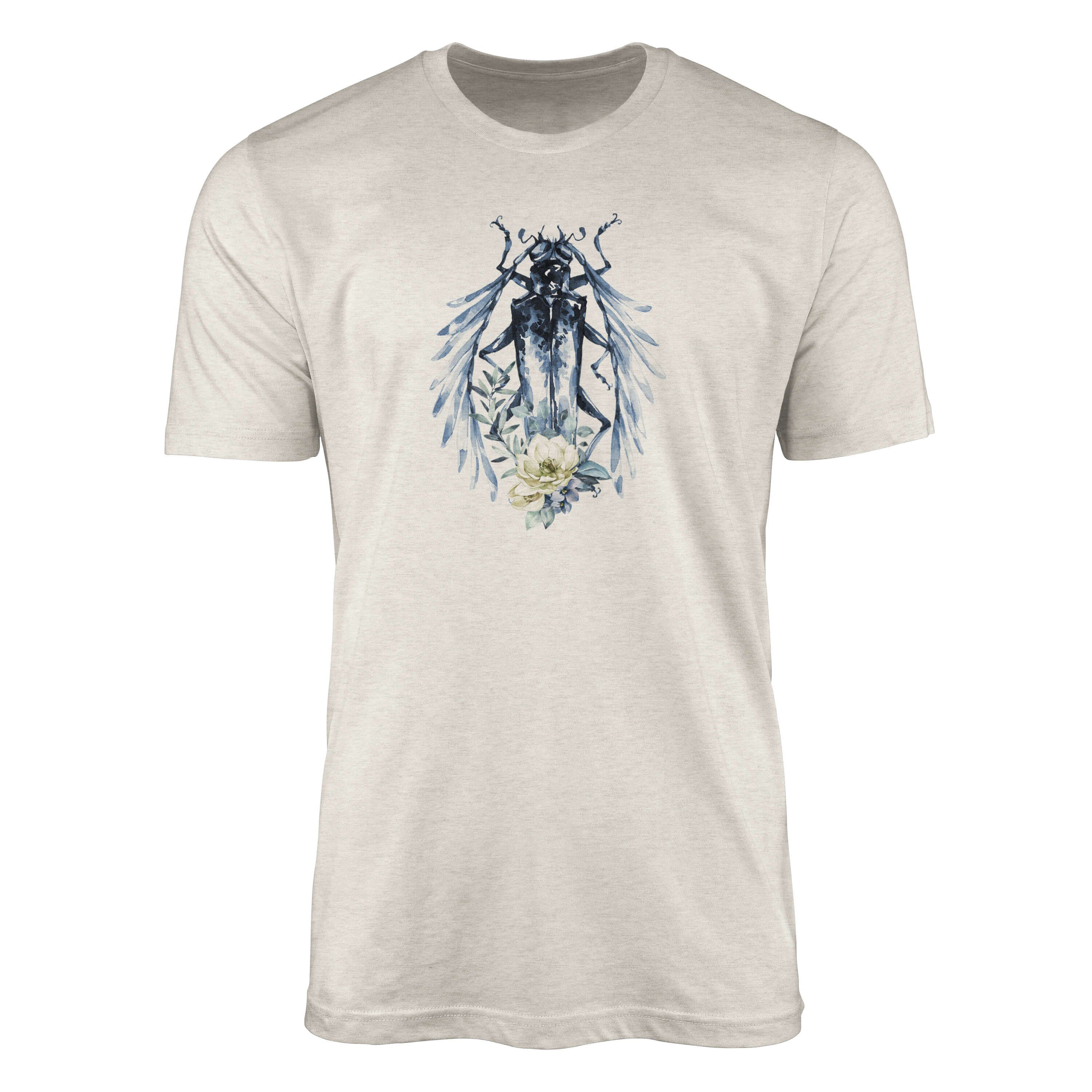 Herren Motiv Aquarell 100% T-Shirt Farbe Nachhaltig Bio-Baumwolle T-Shirt Art Käfer Sinus Ökomode (1-tlg) Shirt Organic