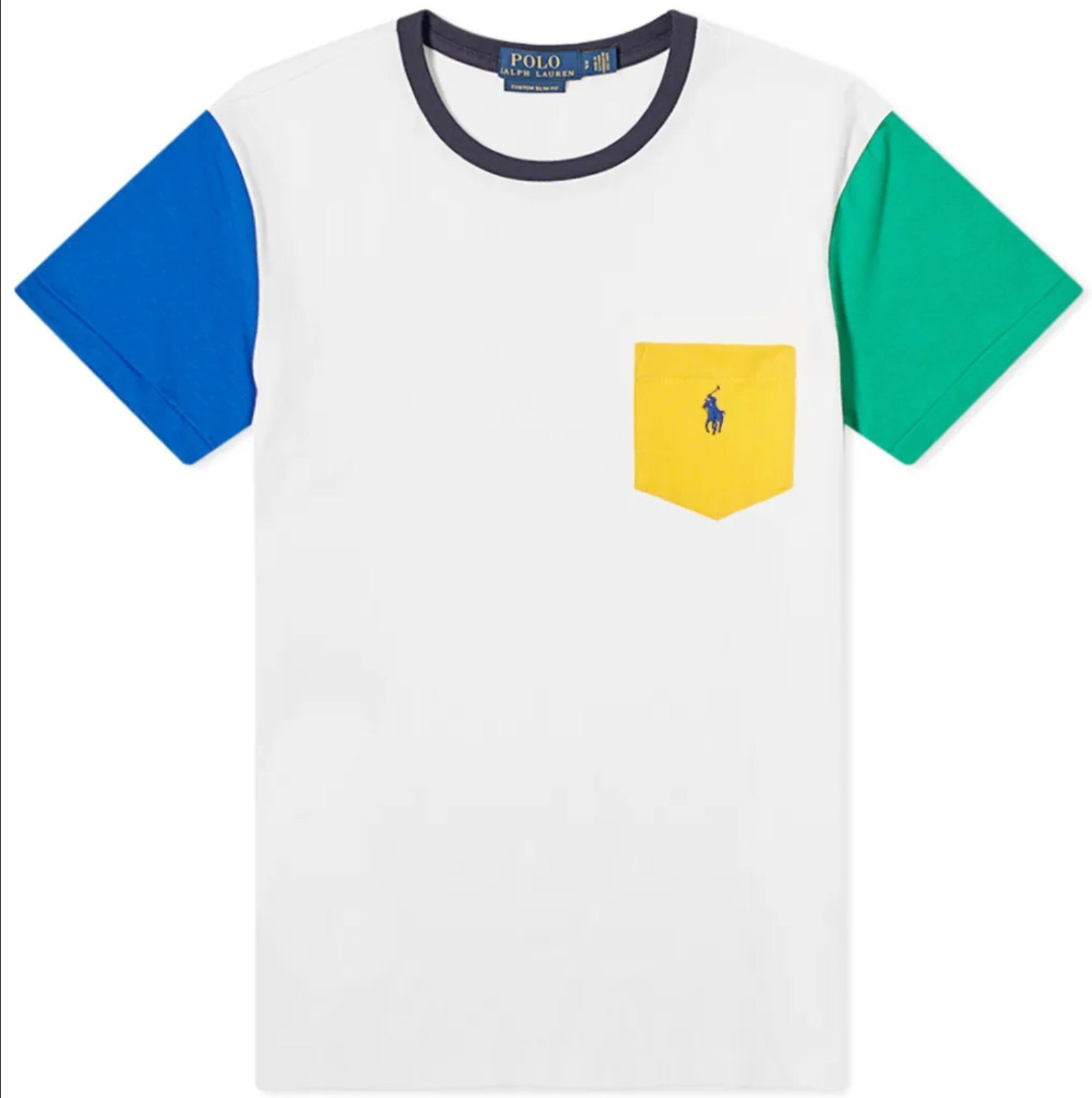 T-Shirt Colour Block Pocket Tee Jersey Preppy T-Shirt Shirt