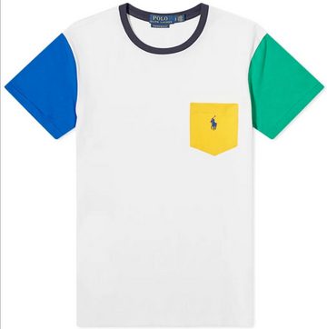 Ralph Lauren T-Shirt POLO RALPH LAUREN Colour Block Pocket Tee Jersey Preppy T-Shirt Shirt