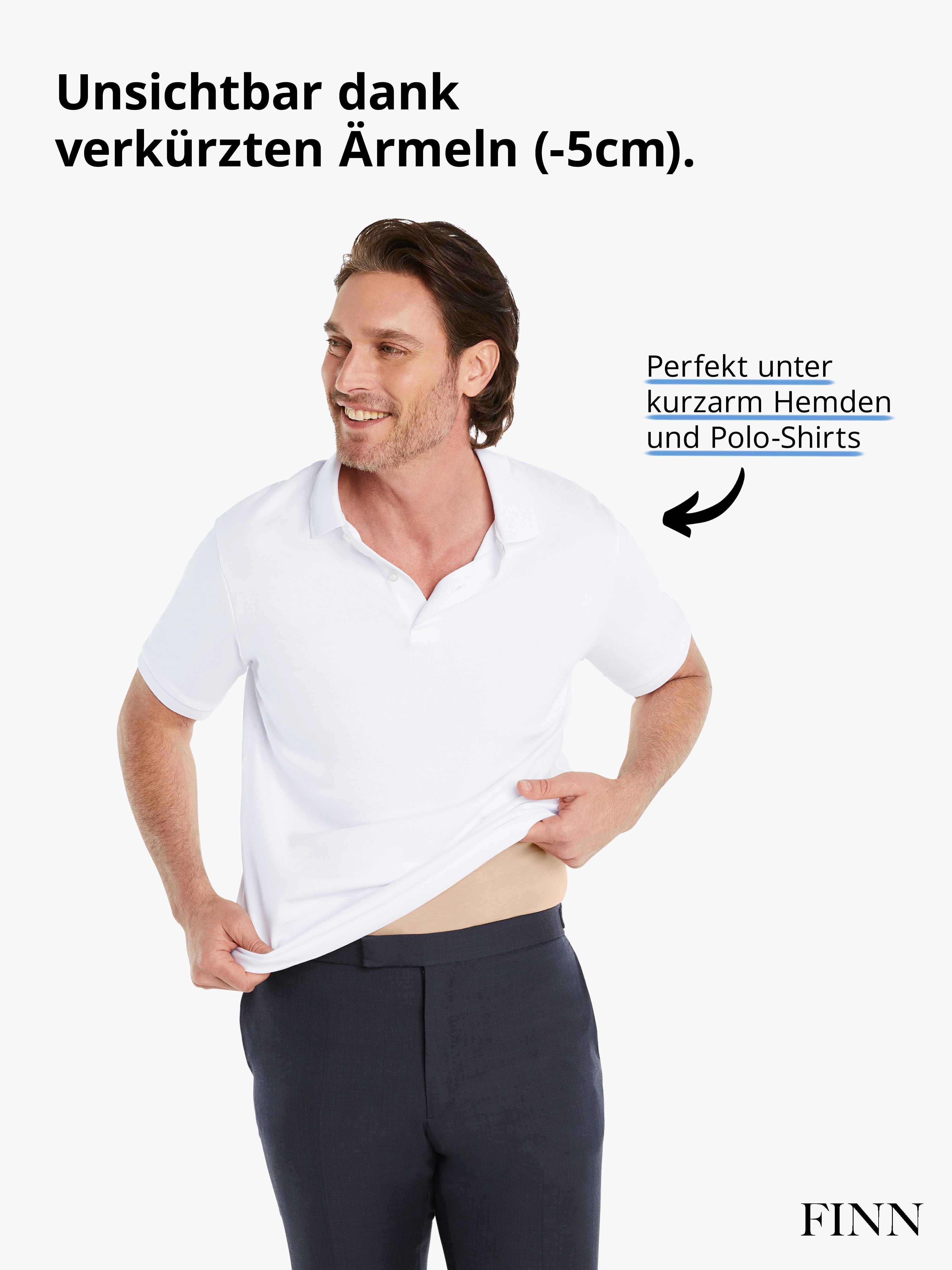 FINN Design Unterhemd Anti-Schweiß Shirt Herren mit extra kurzen Ärmeln Gegen Schweißflecken und Geruch bei Kurzarm-Hemden und Polo-Shirts – Bild 3 von 5