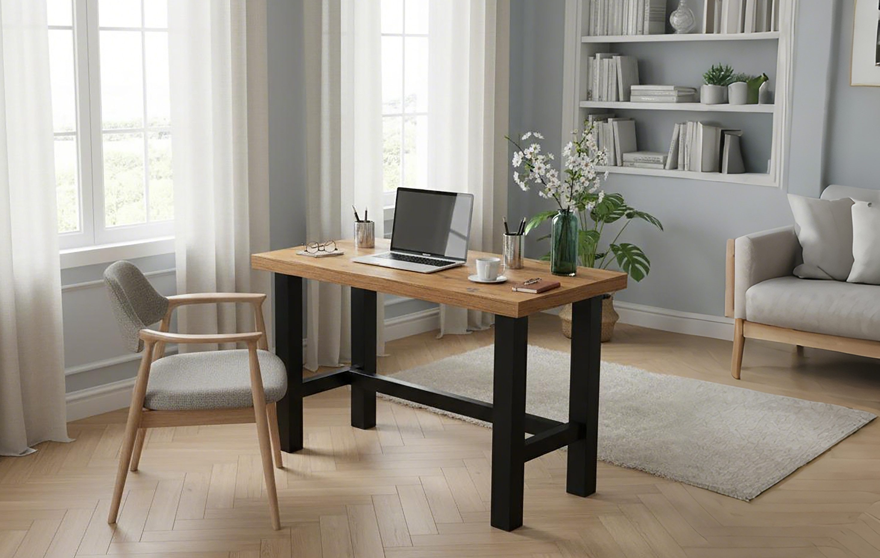 DUBI Möbel Schreibtisch THOR, Extrem stabiler Home Office Tisch in 120 oder 160 cm