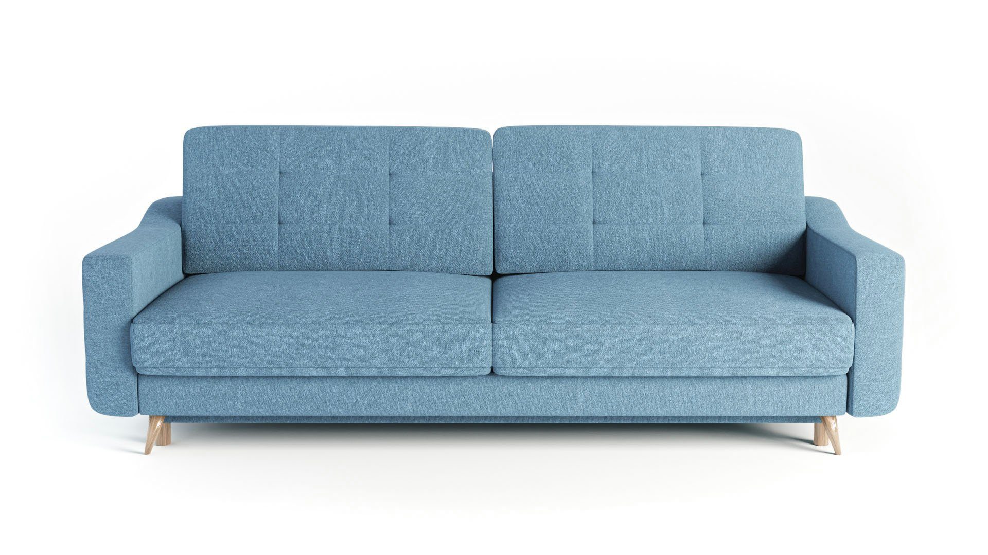 Sofa Dreisitzer-Sofa Dreisitziges Schlaffunktion 3-Sitzer Toro Blau - Bettzeugbehälter - Siblo mit