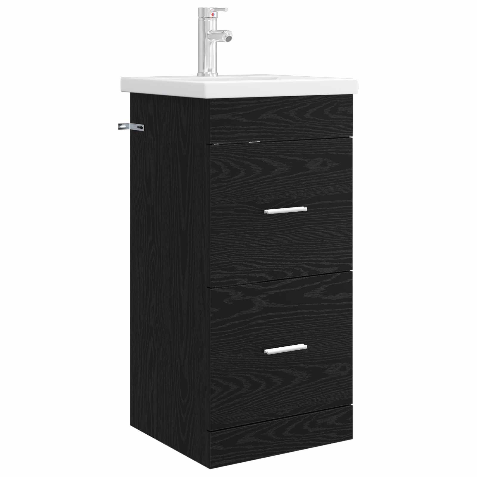Badezimmerspiegelschrank Badezimmerschrank mit Waschbecken Schwarze Eiche