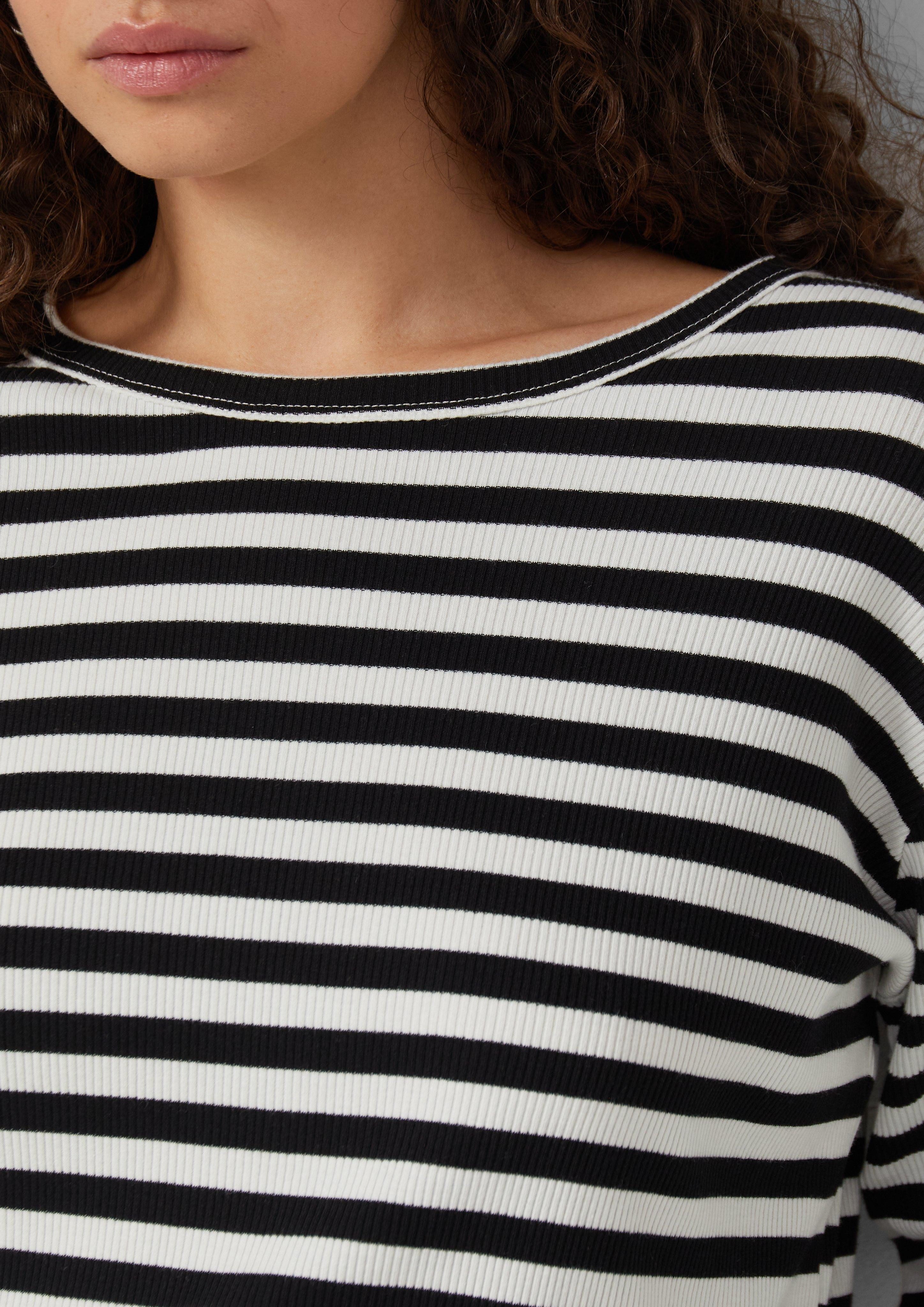 QS Kurzarmshirt Geripptes Longsleeve im Slim günstig online kaufen