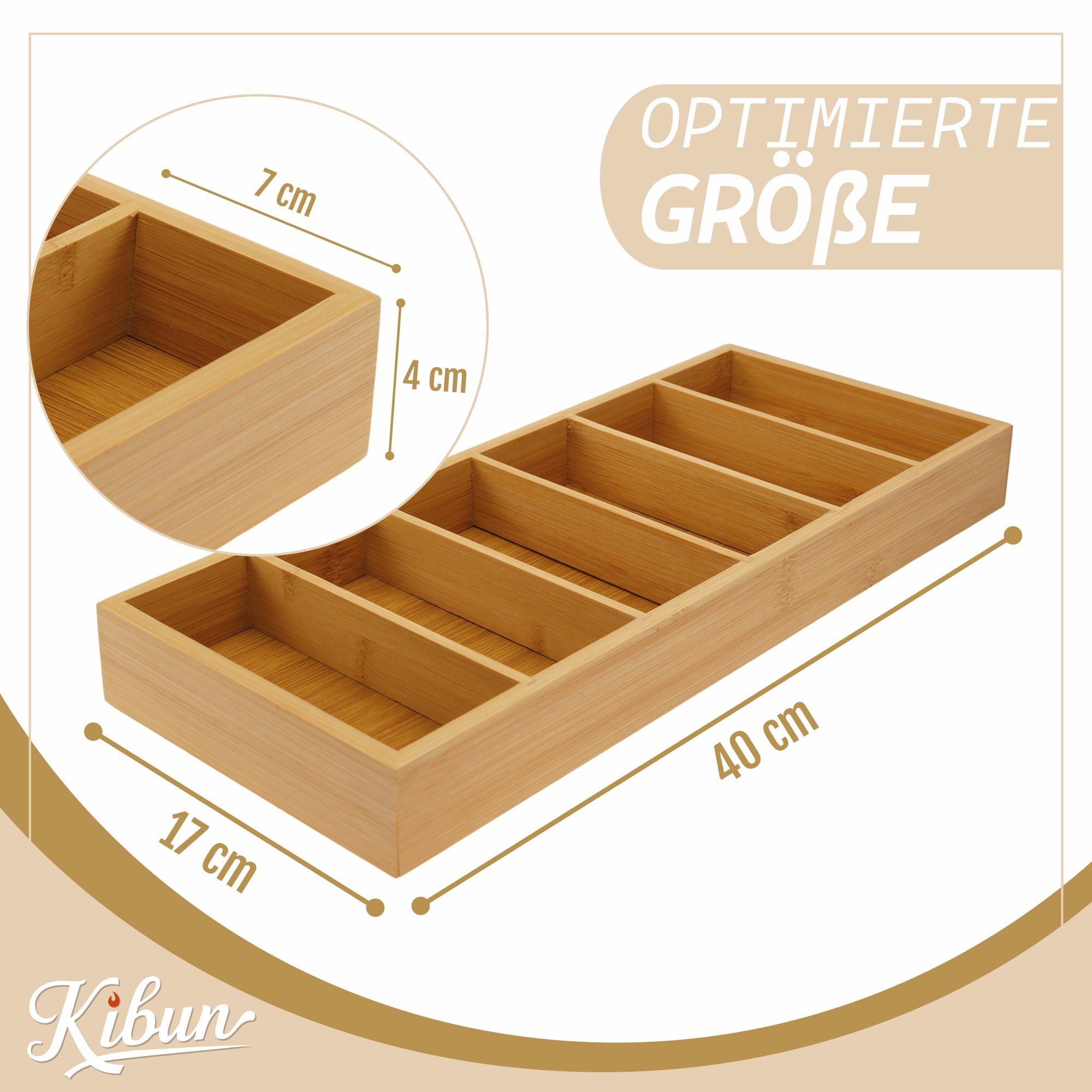 Kibun Organizer Brillen & Office Organizer aus Bambus mit 6 Fächern (40x17x4 cm, 1 St., Flache Sonnenbrillen Aufbewahrungsbox), Schreibtisch Ordnungssystem – Bild 2 von 5