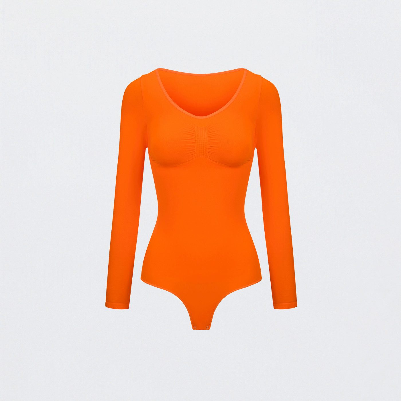 cfab by creamy fabrics Miederbody Bodysuit Sculpting Shapewear Longsleeve mit String-Sunset Orange-4XL (1-tlg) Figurformend