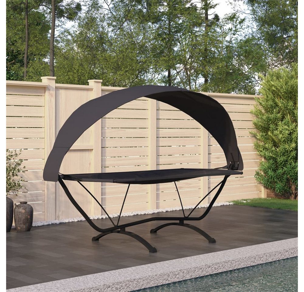 Thumbnail - DOTMALL Pavillon Schwarz Outdoor-Loungebett mit Dach Stahl und Oxford-Stoff