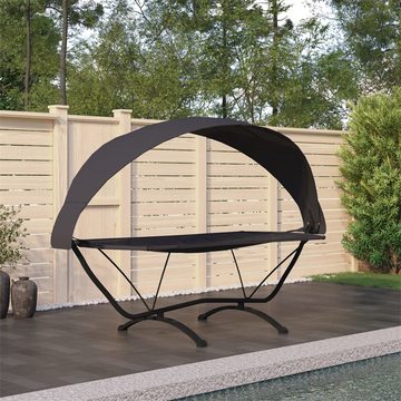 DOTMALL Pavillon Schwarz Outdoor-Loungebett mit Dach Stahl und Oxford-Stoff