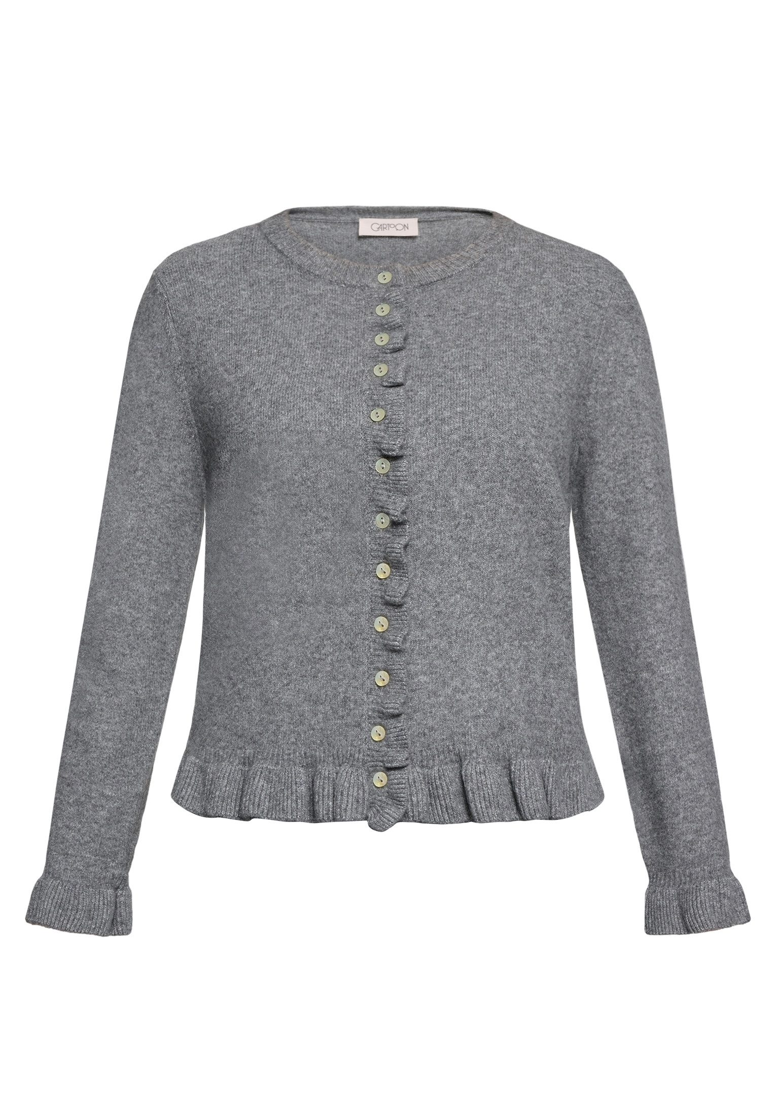 Cartoon Strickjacke Damen mit Rüschen (1-tlg) günstig online kaufen