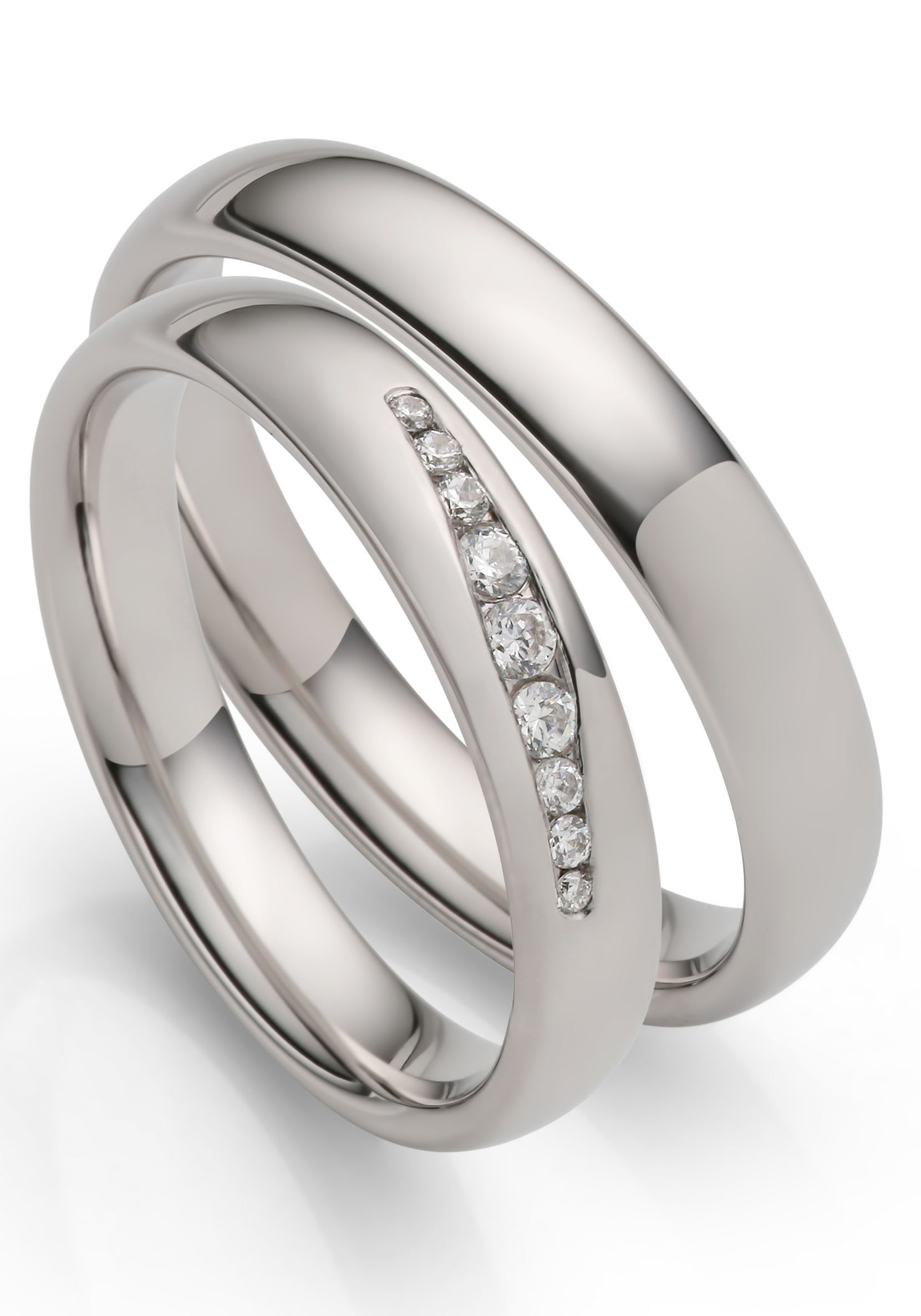 Firetti Trauring Schmuck Geschenk Hochzeit Ehering "LIEBE", Made in Germany - wahlweise mit oder ohne Zirkonia (synth)