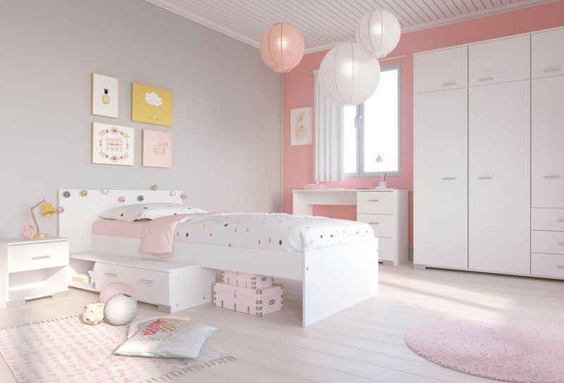 Parisot Jugendzimmer-Set Galaxy, (Set, 4-St., Kleiderschrank, Bett, Nachttisch und Schreibtisch)