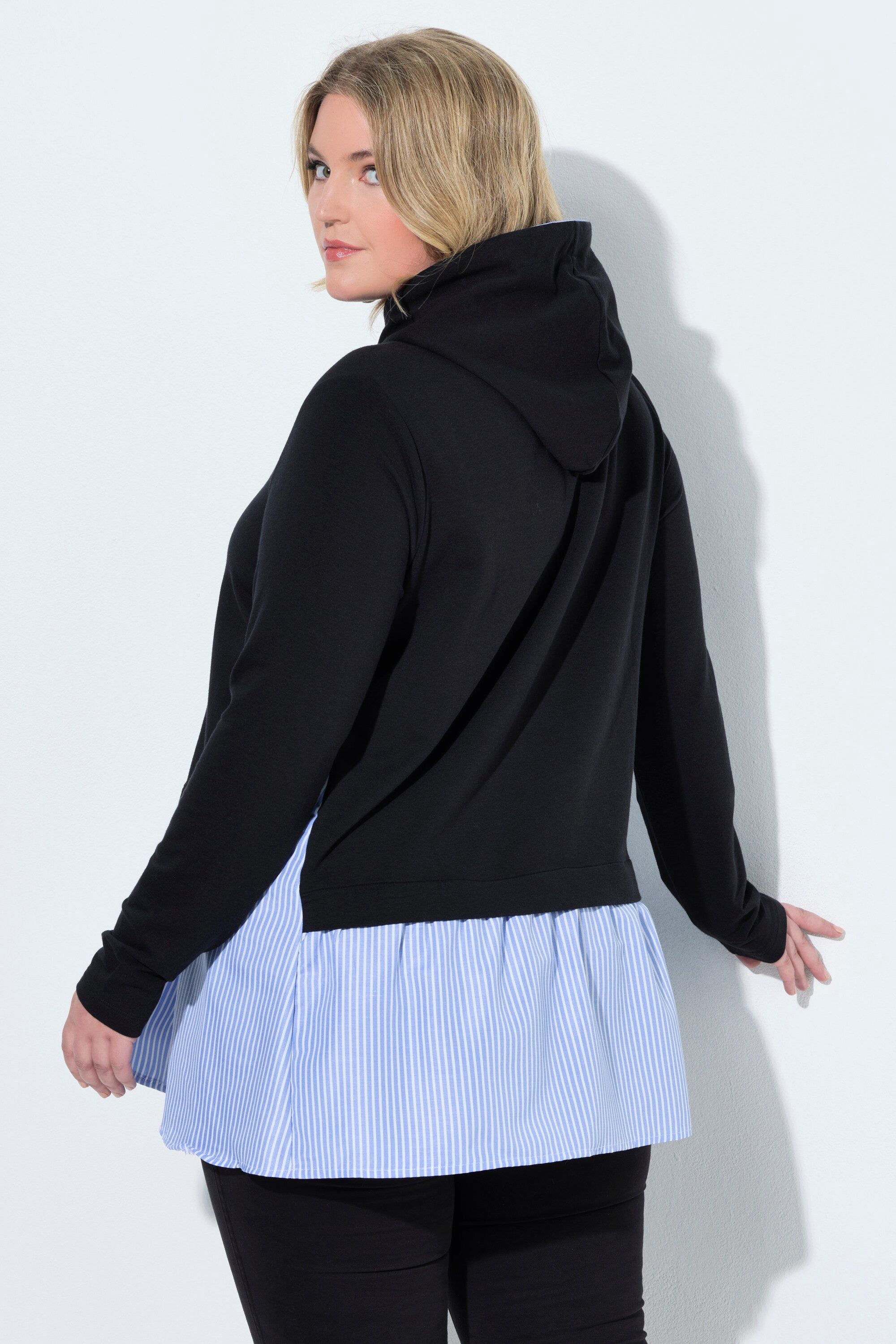 MIAMODA Sweatshirt Hoodie Kapuze Streifen-Blusen Einsatz