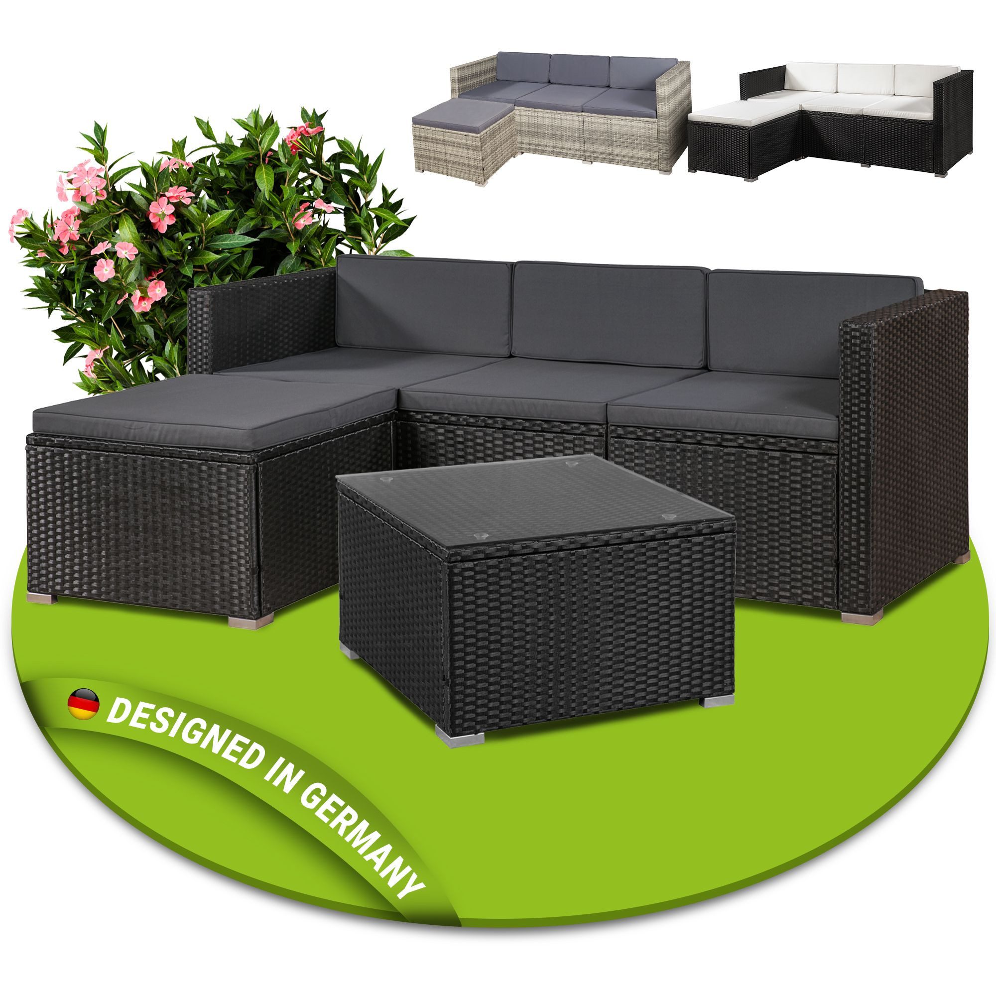 Juskys Gartenlounge-Set Punta Cana, (Set, Sitzgruppe), Polyrattan Sitzgarni günstig online kaufen