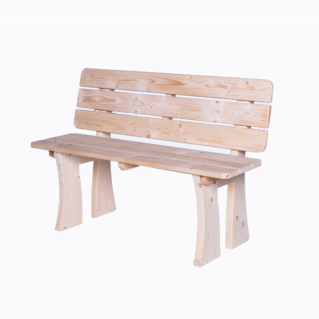 Mega-Holz Gartenbank Sitzbank "Ungarn" Kiefernholz 118x47x80 cm - 2-Sitzer aus Kiefer Holz, Naturbelassene, massive Kiefer mit modernen Design