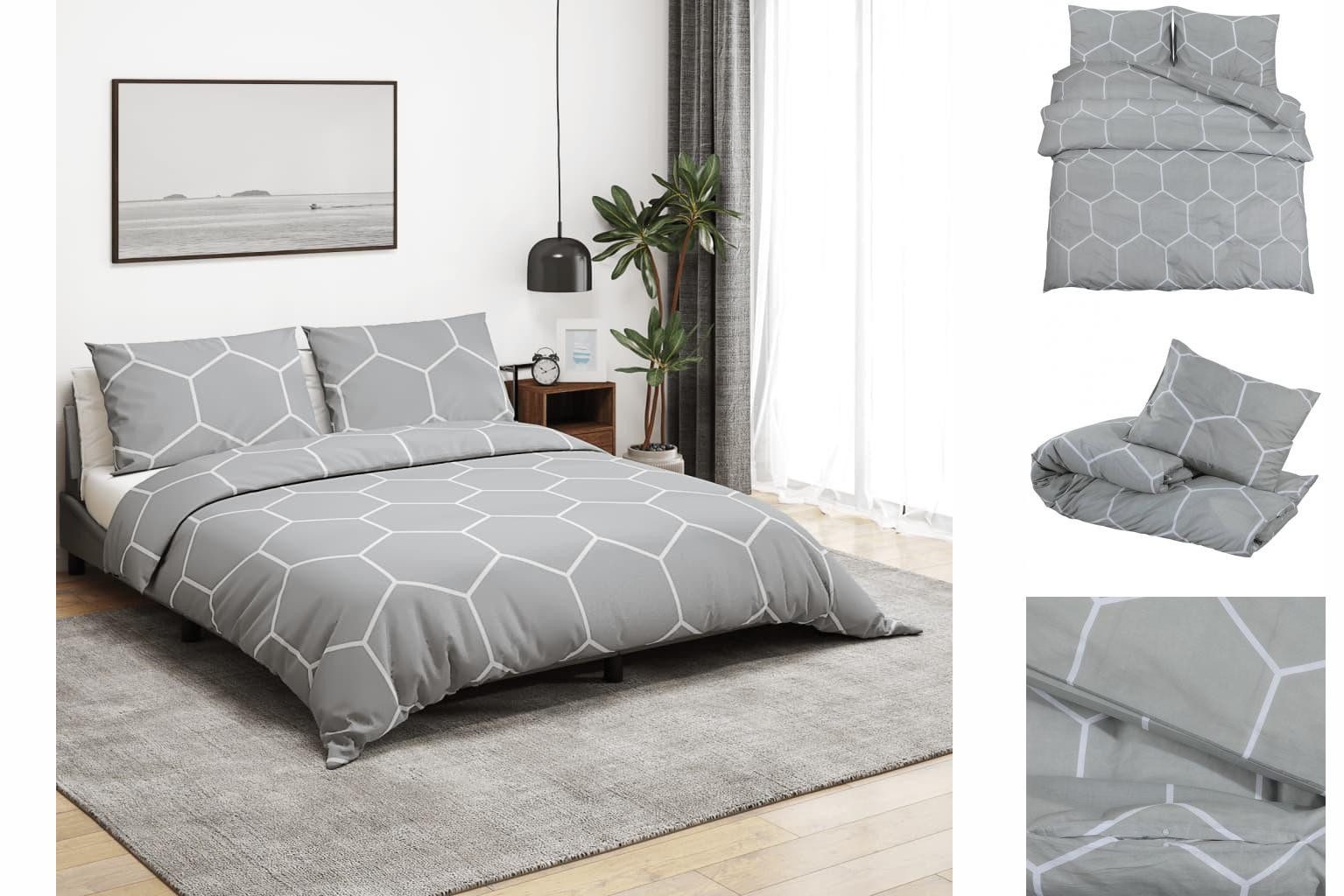 vidaXL Bettwäsche Bettwäsche-Set Grau 220x240 cm Baumwolle, Bettbezug