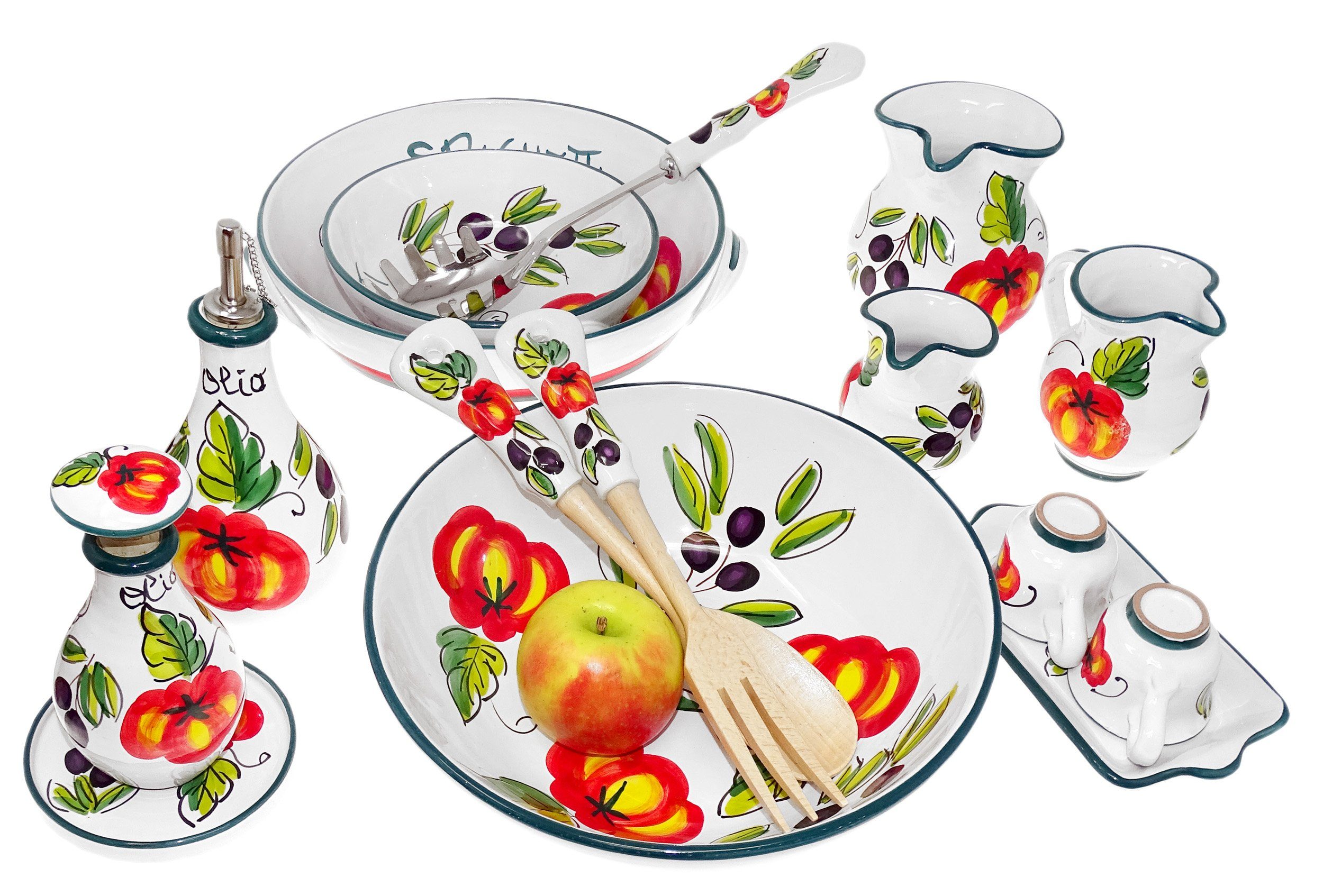 Lashuma handgemacht Servierschüsseln, Dessertschale, Kleine Snackschalen (3-tlg), Tomate Keramik, Olive