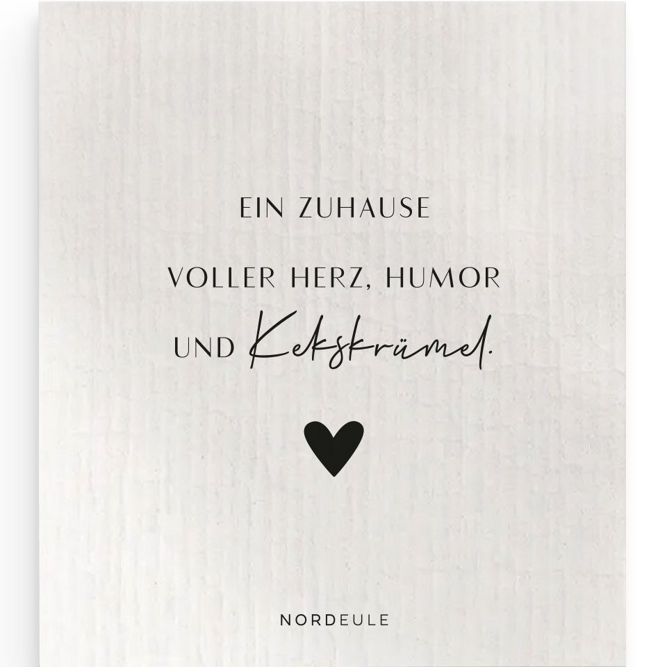 NORDEULE Zuhause voller Herz Spruch Schwarz-Weiß Reinigungstuch (70 % Holz-Zellulose, 30 % Baumwolle, Set, 9-tlg., perfekt als Geschenk, Mitbringsel, für Freunde oder die ganze Familie)
