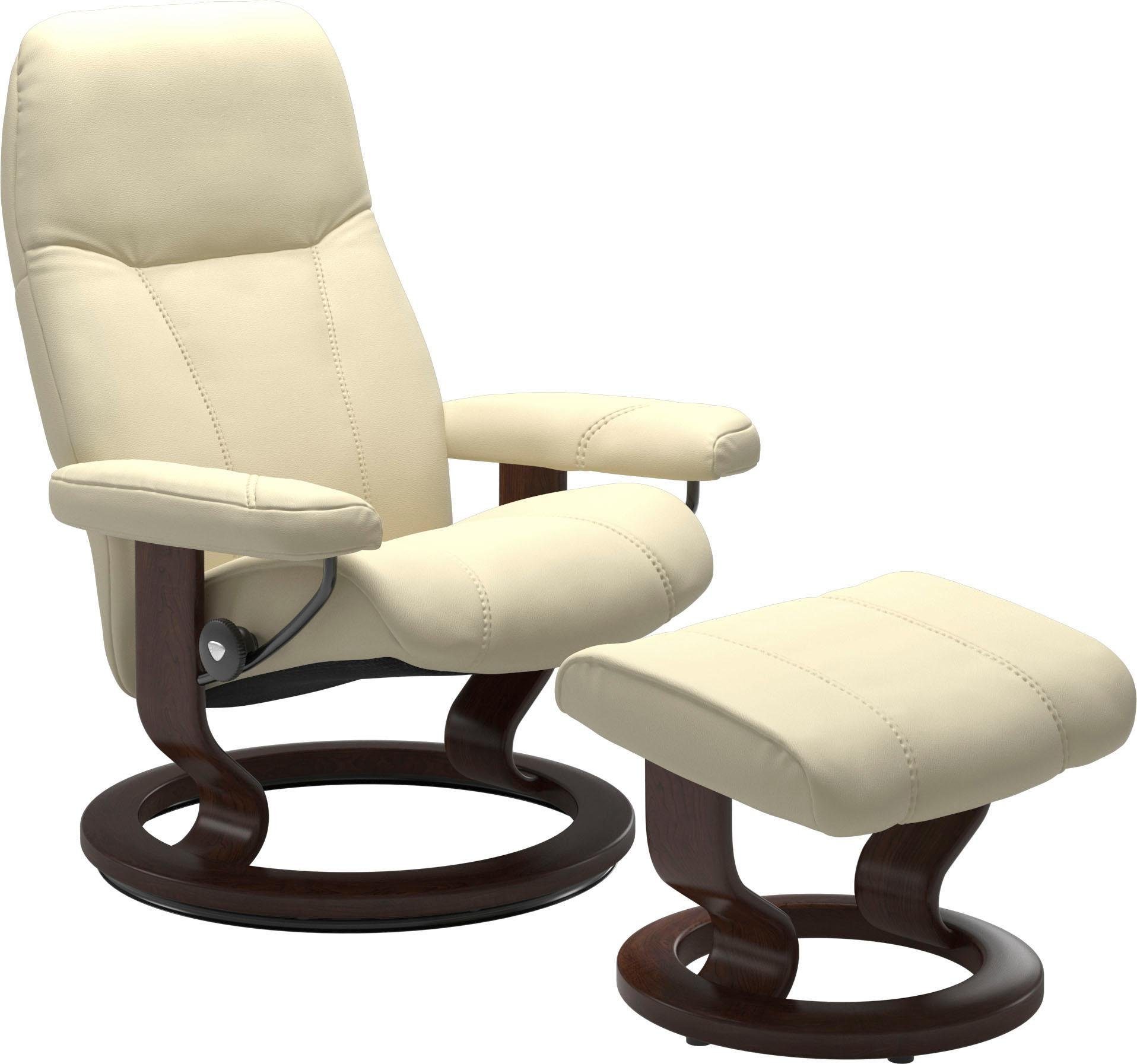 mit Hocker, Base, mit Consul Classic Stressless® Gestell Braun Relaxsessel Relaxsessel (Set, mit Größe Hocker), M,