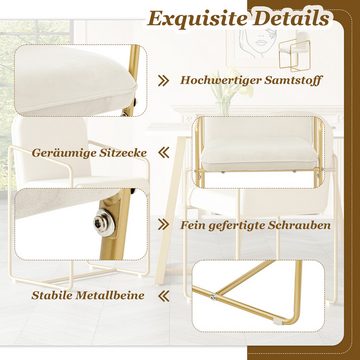 MODFU Esszimmerstuhl Moderner Küchenstuhl Set (2 St), mit goldenen Beinen, Samt, bequemer moderner minimalistischer Stil