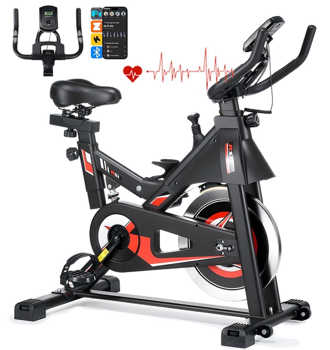 kehot Heimtrainer 3in1 Heimtrainer Fahrrad, Kardio Training,Starker Widerstand,bis 150kg (Mit App, Herzfrequenzsensor & LCD Monitor für Präzises Traaining, Profi Komfort, 6-fach Verstellbarer Sitz, Extra Leise und Stabil), Ideal für Anspruchsvolle Indoor