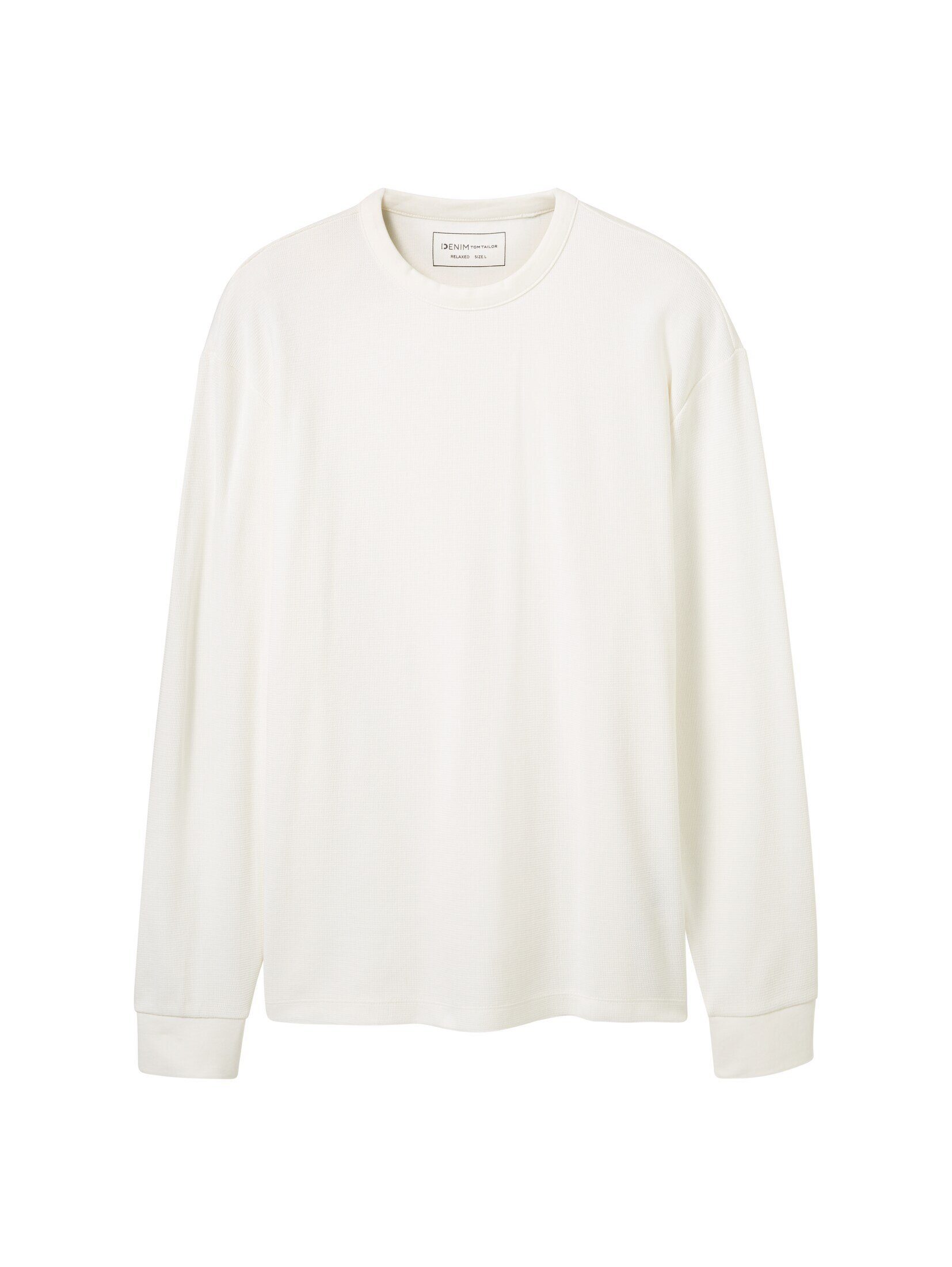 TOM TAILOR Denim T-Shirt Langarmshirt White mit Wool Struktur