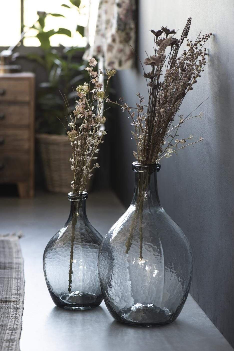 Ballon-Vase Glas Grau, cm oder Kugelvase 36cm, Ib Laursen H:28 aus