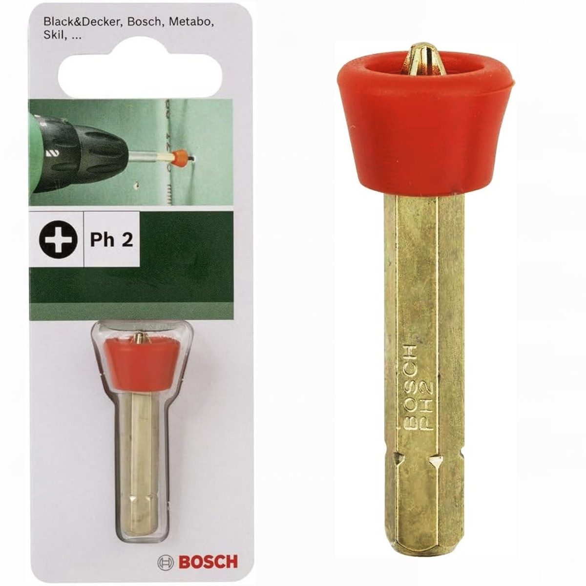 BOSCH Bohrer- und Bitset Bosch 2609255906 Tiefenstopp mit Schrauberbit für Gipskarton Ph2