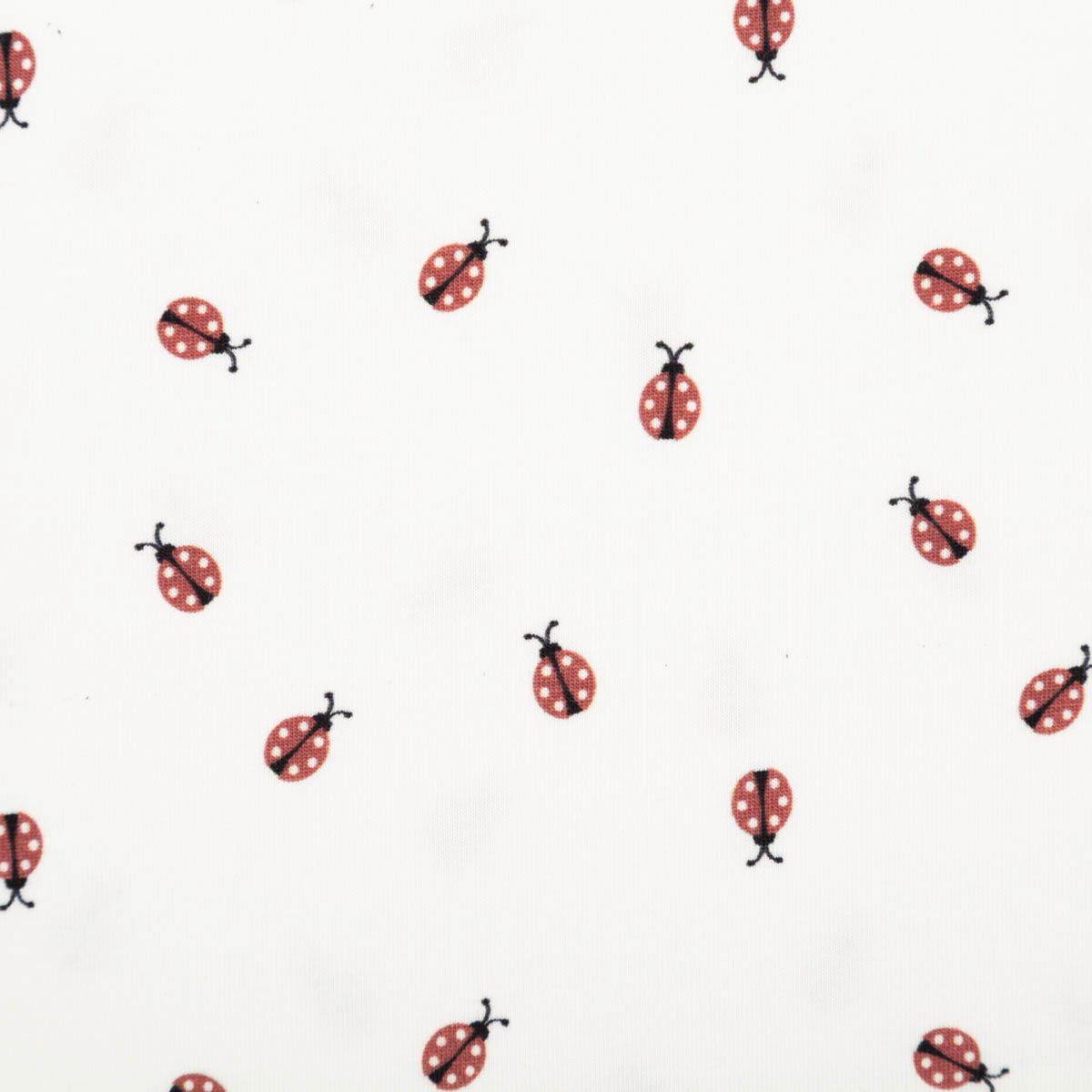 SCHÖNER LEBEN. Stoff Jersey Stoff Baumwolljersey Marienkäfer wollweiß 1,50m Breite, allergikergeeignet