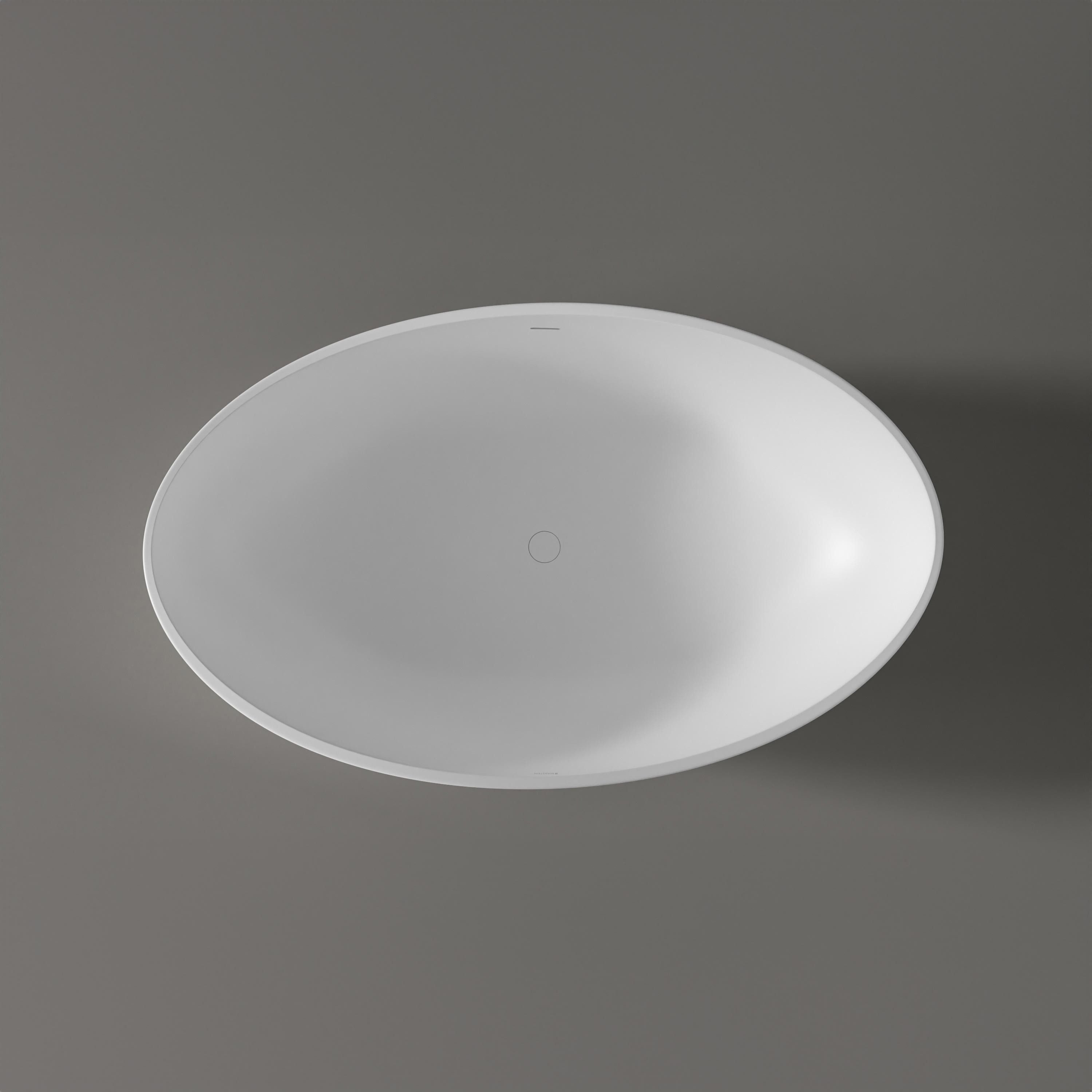 Bernstein Badewanne WAVE STONE 180 x 110 cm, Freistehende Badewanne Mineralguss matt oval breit