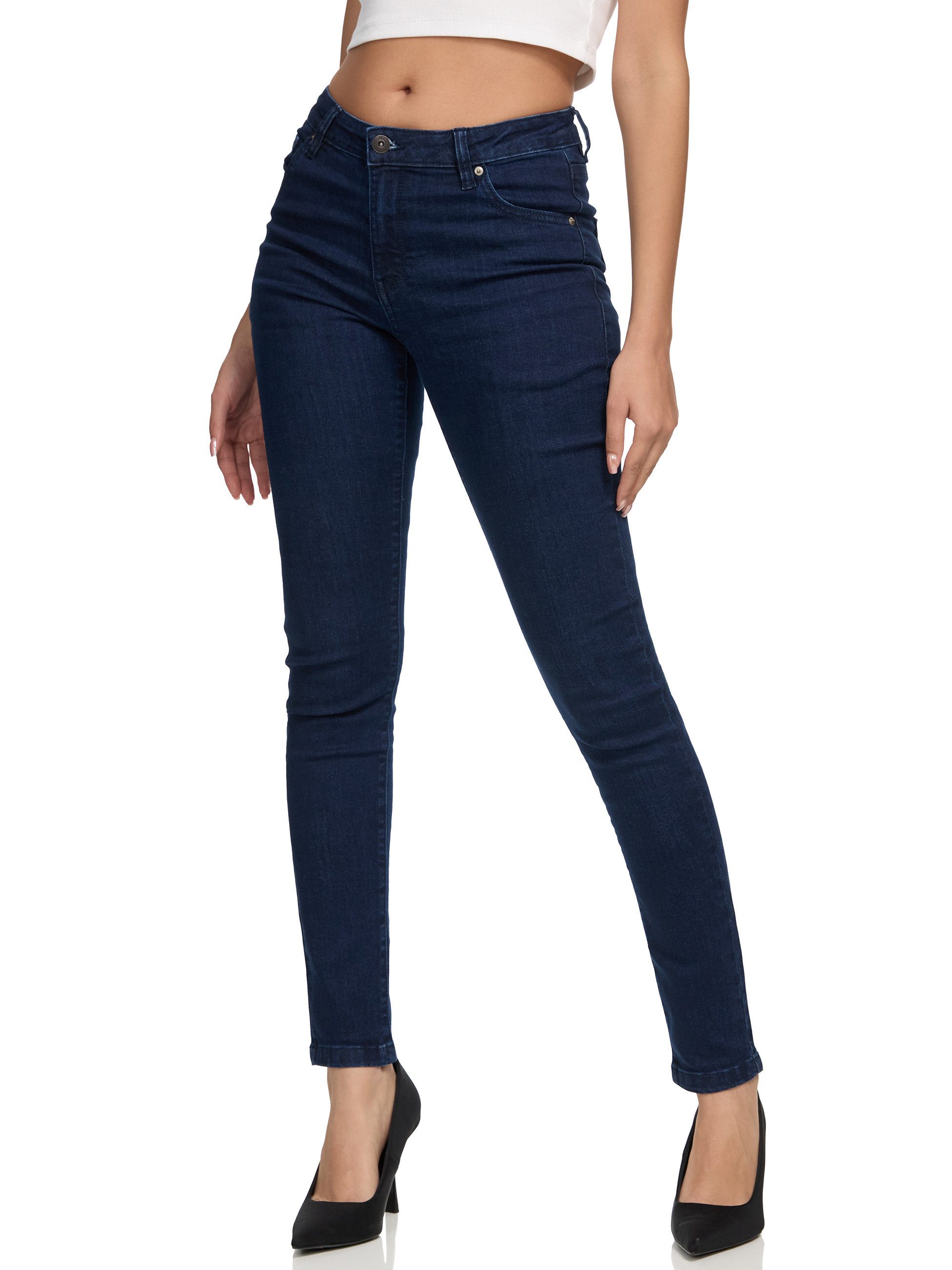 REPUBLIX Stretch-Jeans GEENA Damen Mid Waist Stretch Denim Jeans Basic