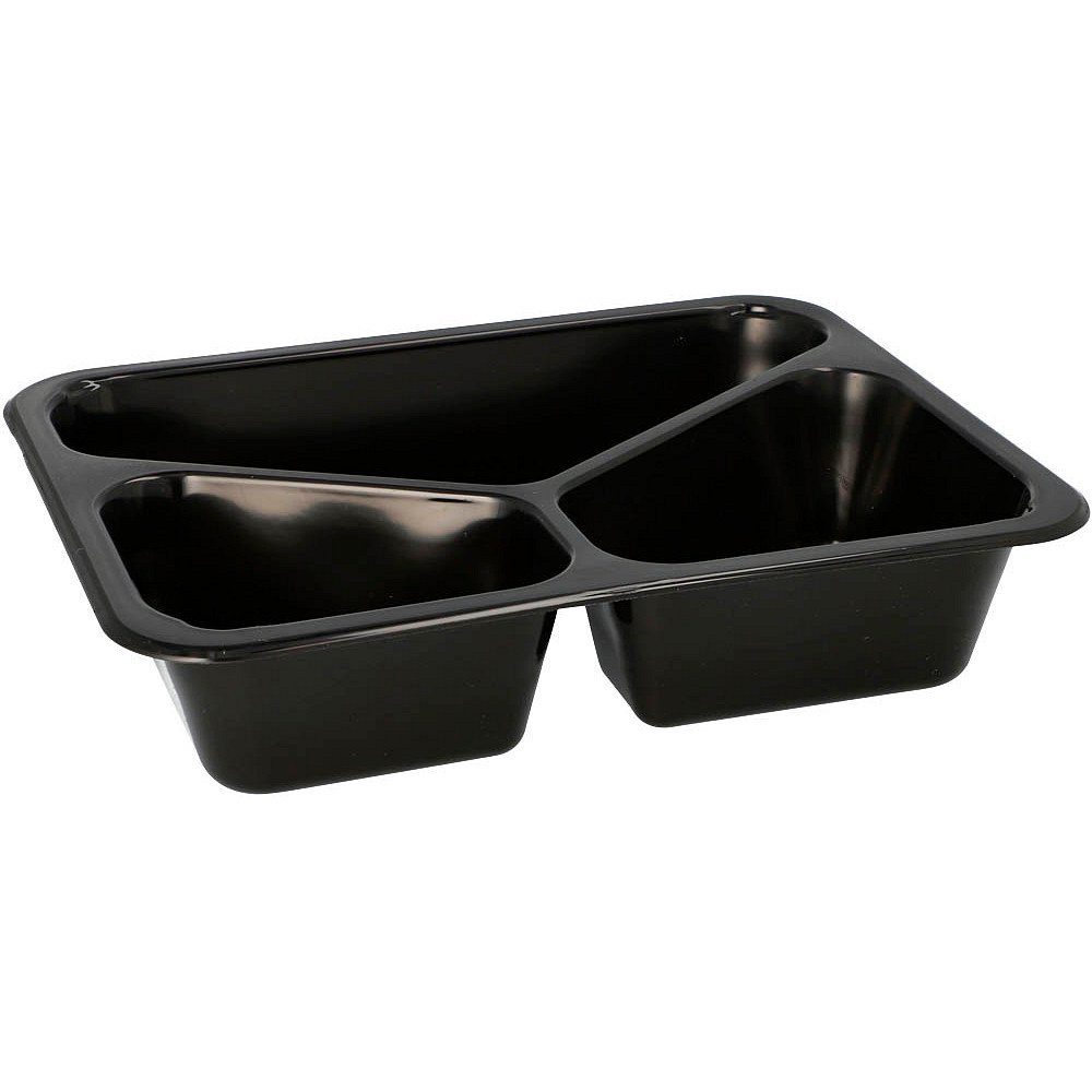 PAPSTAR Plastikteller 20 Mehrweg-Menüschalen 3-geteilt 22,7x17,8cm schwarz