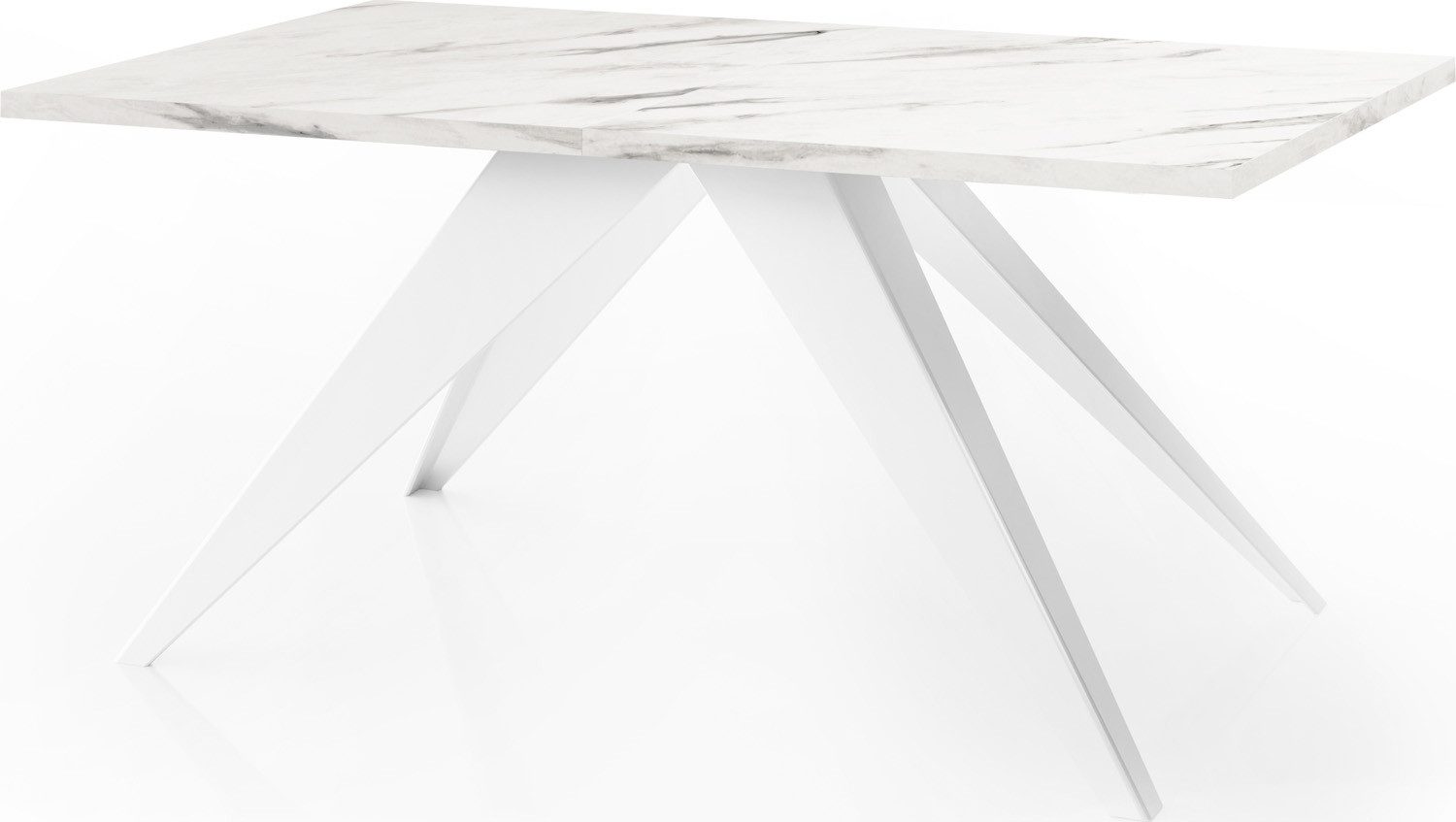 WFL GROUP Esstisch Vance Weiß, Rechteckiger Tisch mit Pulverbeschichtete mit weißen Metallbeine