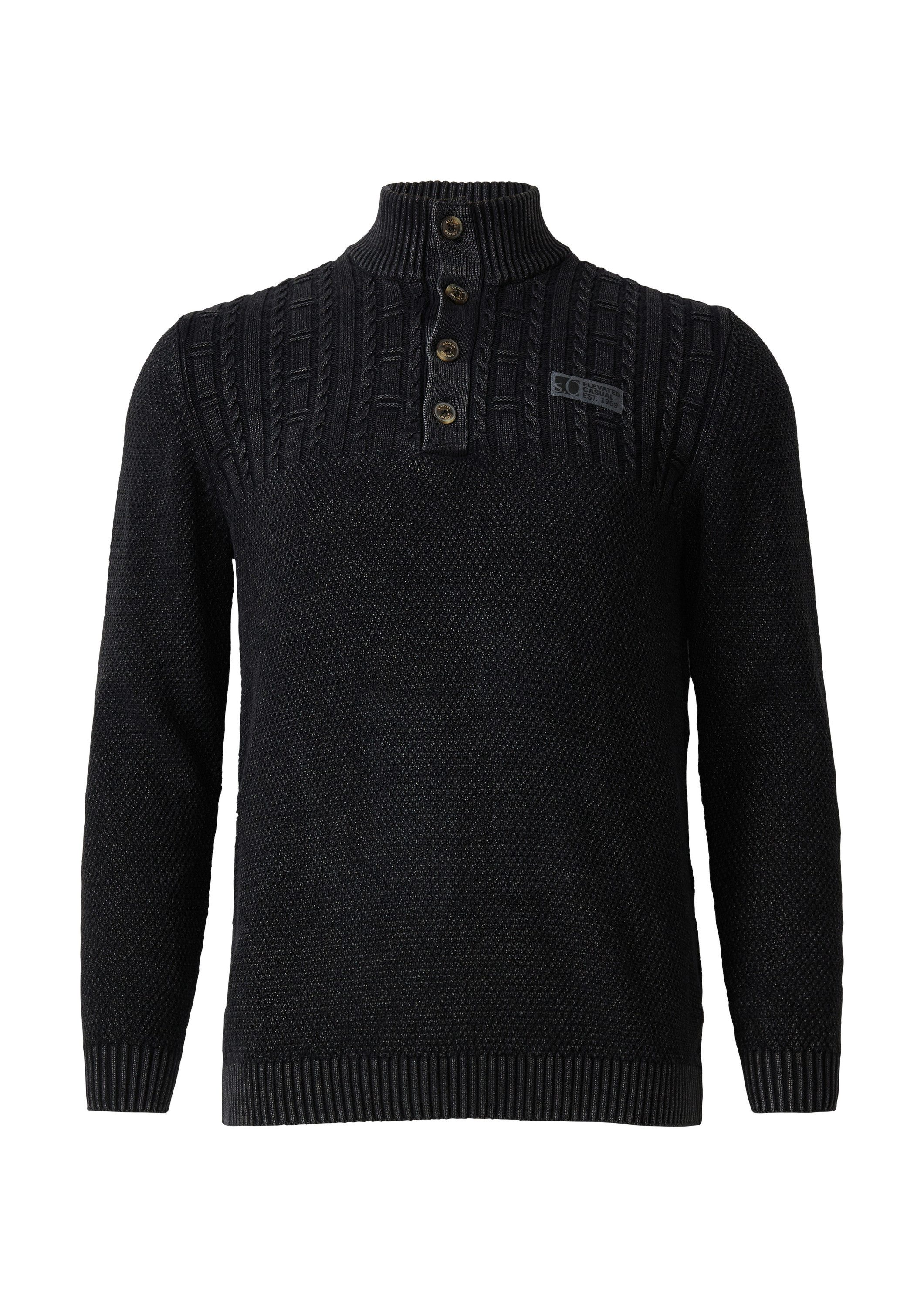 s.Oliver Longpullover Strickpullover Strukturmix-Troyer aus Baumwolle mit G günstig online kaufen