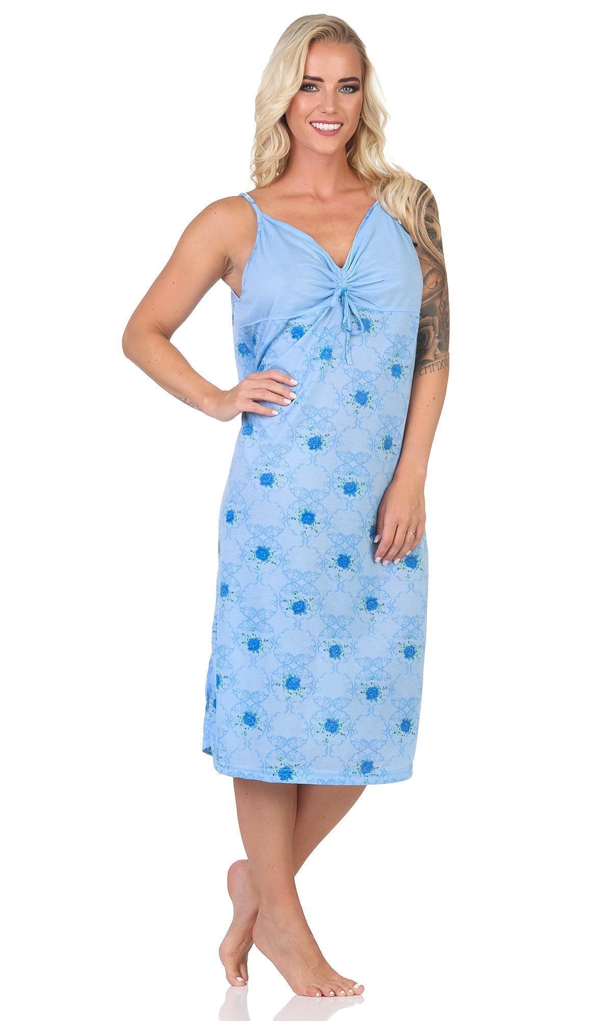 EloModa Nachthemd Damen Nachthemd mit verstellbaren Trägern – Blumenprint Schlafkleid (1-tlg)
