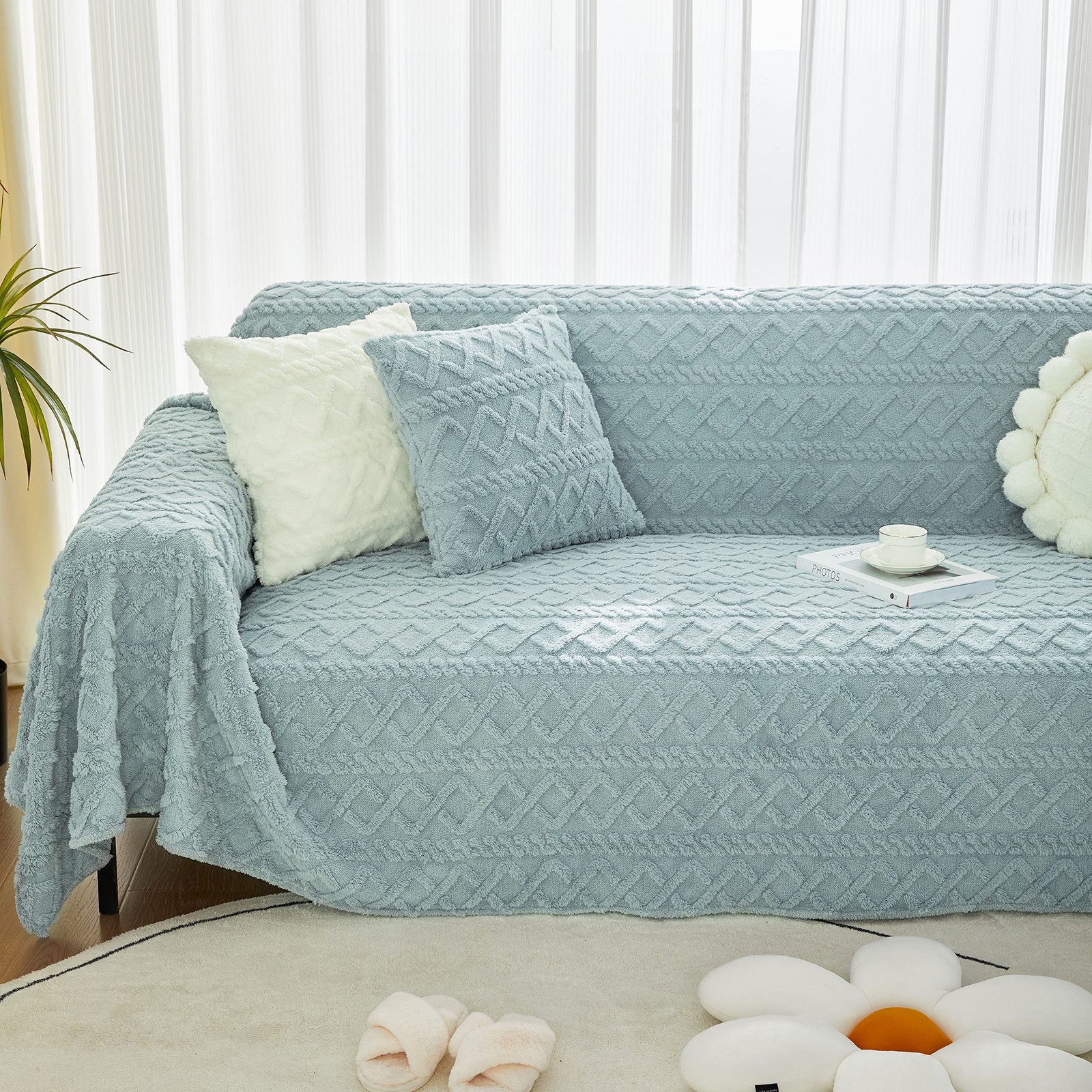 Jibenhome Sofahusse Jacquard Plüsch-Sofabezug Sofadecke,Couchschutz,Babydec günstig online kaufen