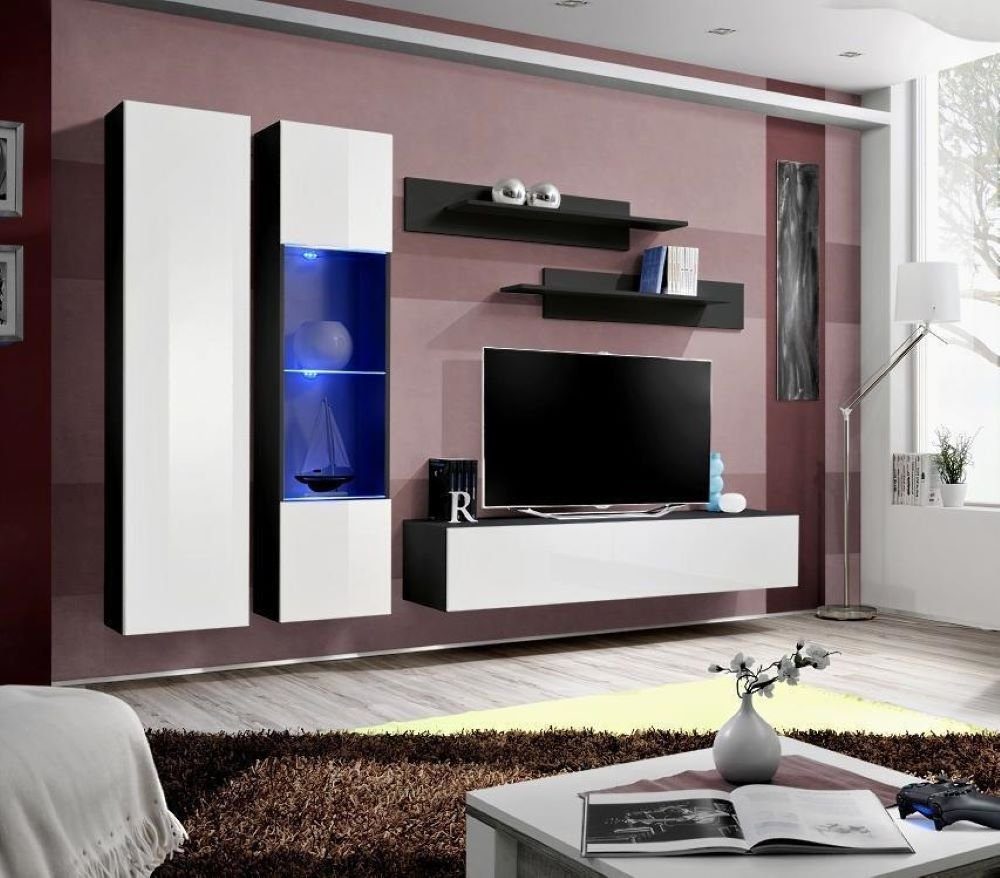 Luxus Möbel Moderne, Europa (6-St), JVmoebel tlg in Made Wohnzimmer 5 Wohnwand Wohnzimmer-Set Komplette Set