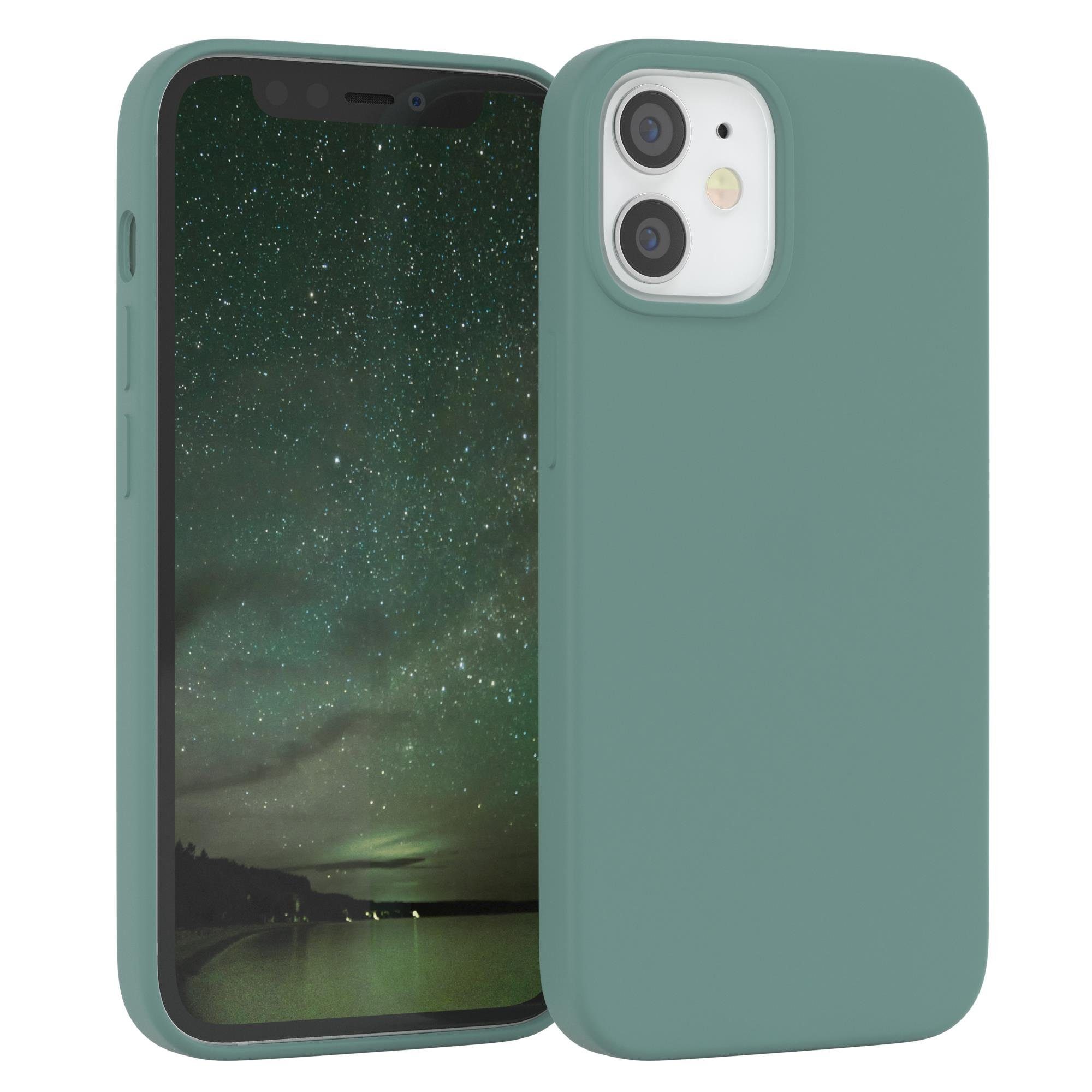 EAZY CASE Handyhülle Premium Silikon Case für Apple iPhone 12 Mini 5,4 Zoll, Silikonhülle Slimcover mit Displayschutz Hülle Cover Grün / Nachtgrün