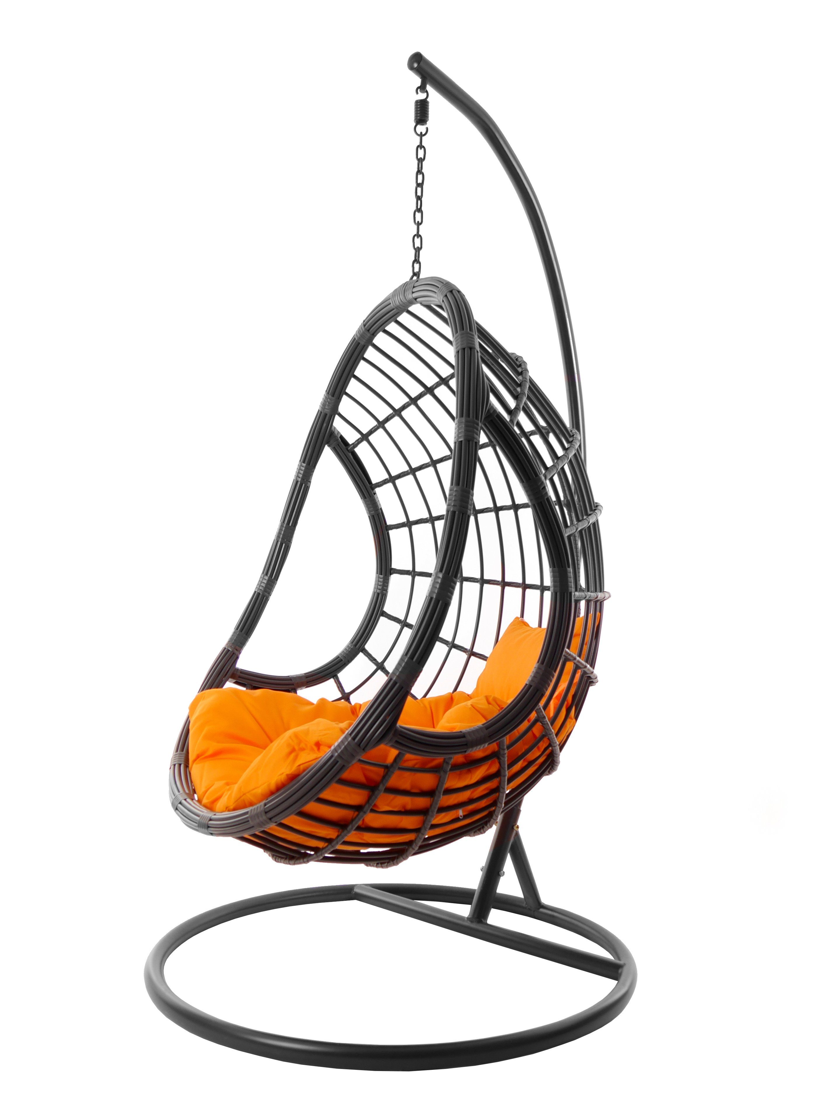 KIDEO Hängesessel Hängesessel PALMANOVA grau, eleganter Hängestuhl in grau, inklusive Gestell und Kissen orange (3030 tangerine)