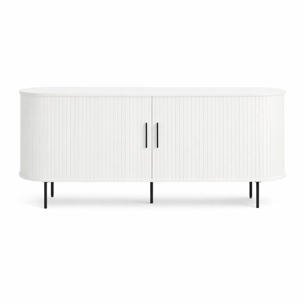 Liadomo Sideboard Uriel, Kommode, Stauraummöbel, 140 oder 180 cm Breite, Furnier in Echtholz, Schiebetüren, Lamellen-Optik, vier Farben